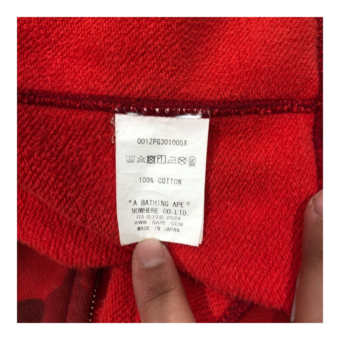 A BATHING APE/Zip Up Hoodie/XXL/Camouflage/Cotton/RED/BAPE Camo monkey full zip view 4
