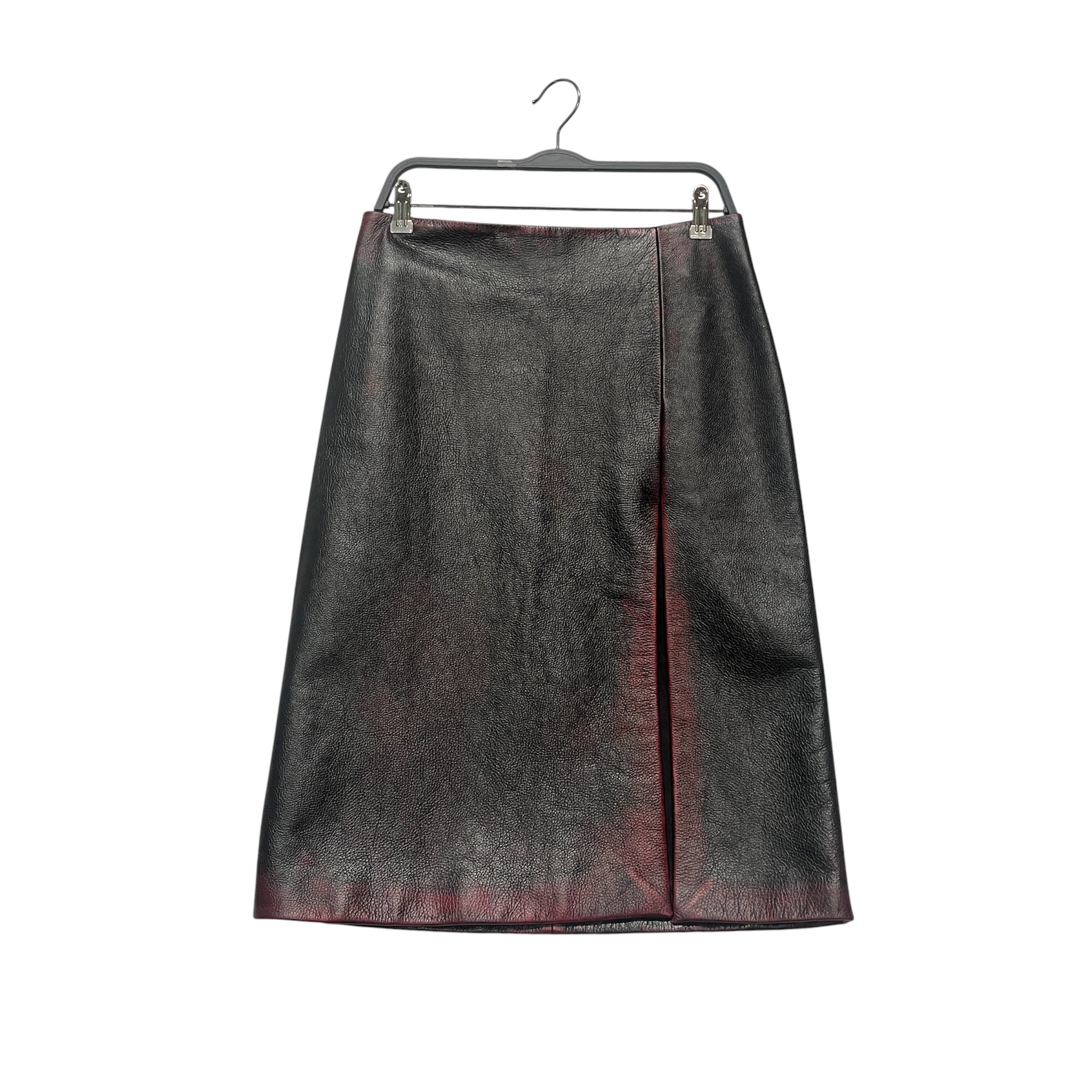 BALENCIAGA/Skirt/M/Leather/BLK/Midi Length/RED WASHED BLK LEATHER MIDI view 1