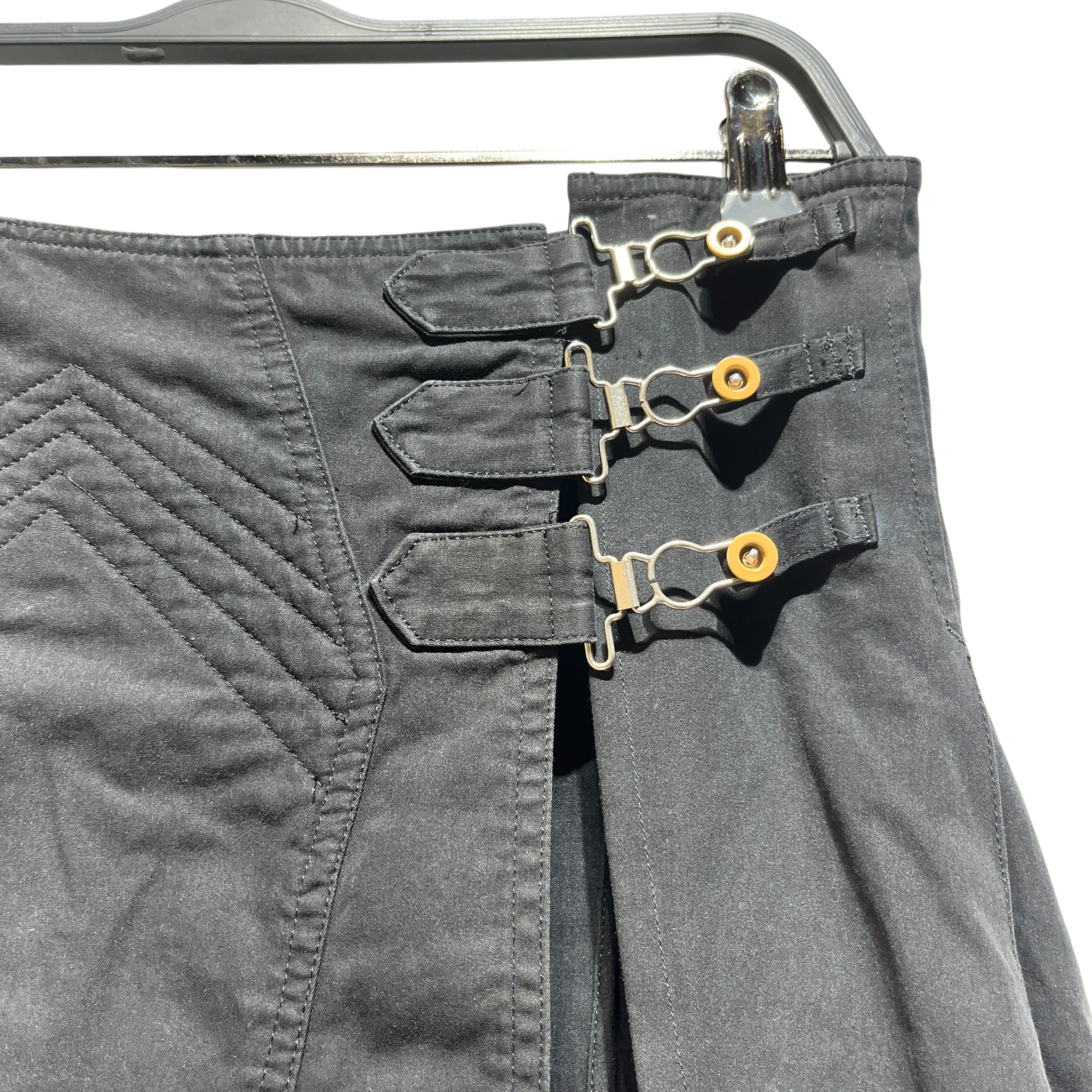 Jean Paul GAULTIER FEMME/Skirt/40/Cotton/BLK/Pleated/TRIPLE BUCKLE view 3
