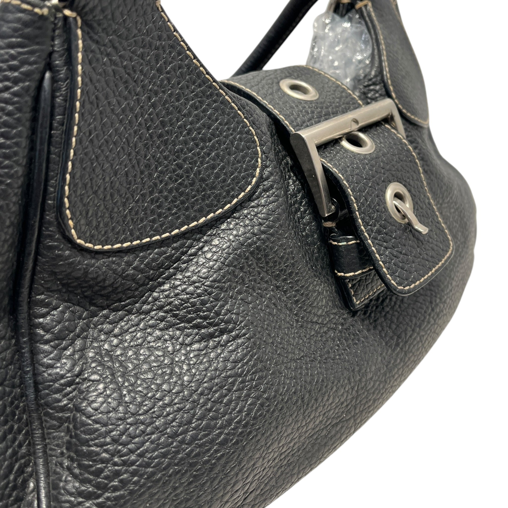 PRADA/Hand Bag/Leather/BLK/HALF MOON BUCKLE view 6