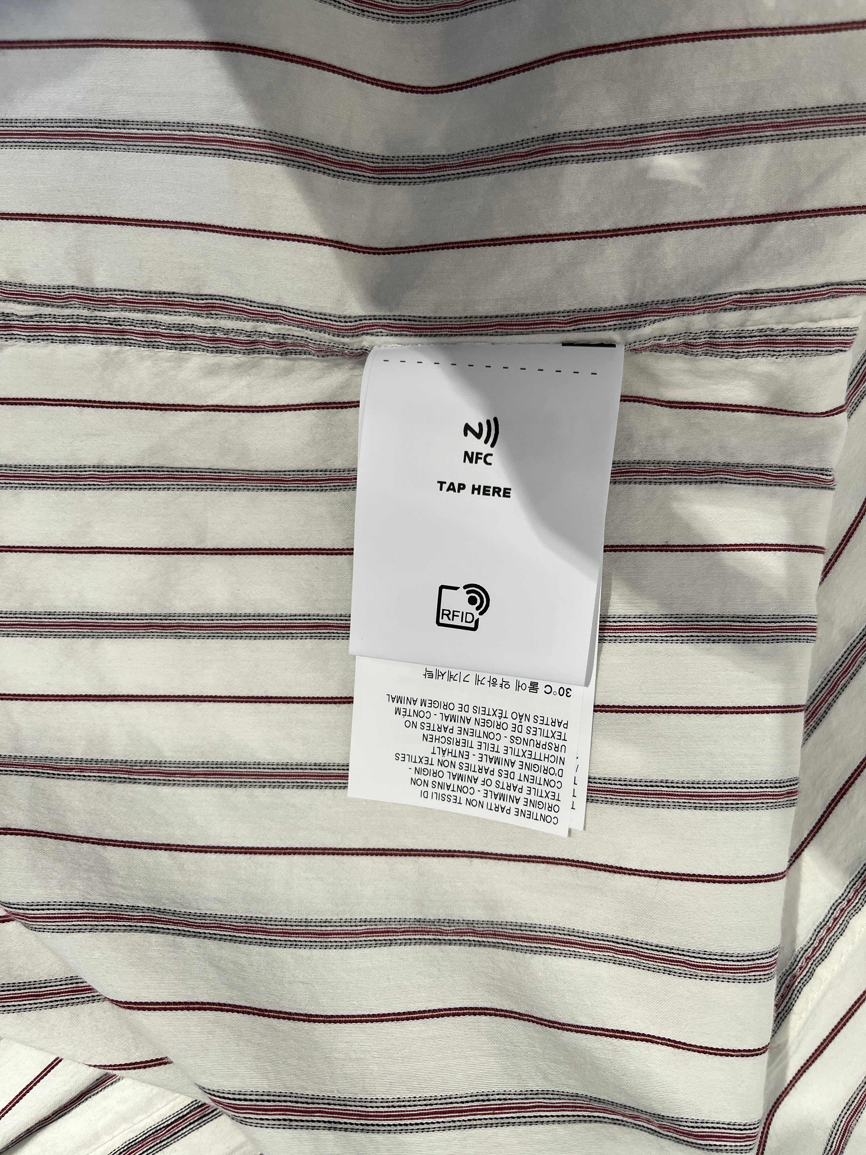 GOLDEN GOOSE/LS Shirt/XS/Cotton/WHT/Stripe/red/black w white buttons view 7