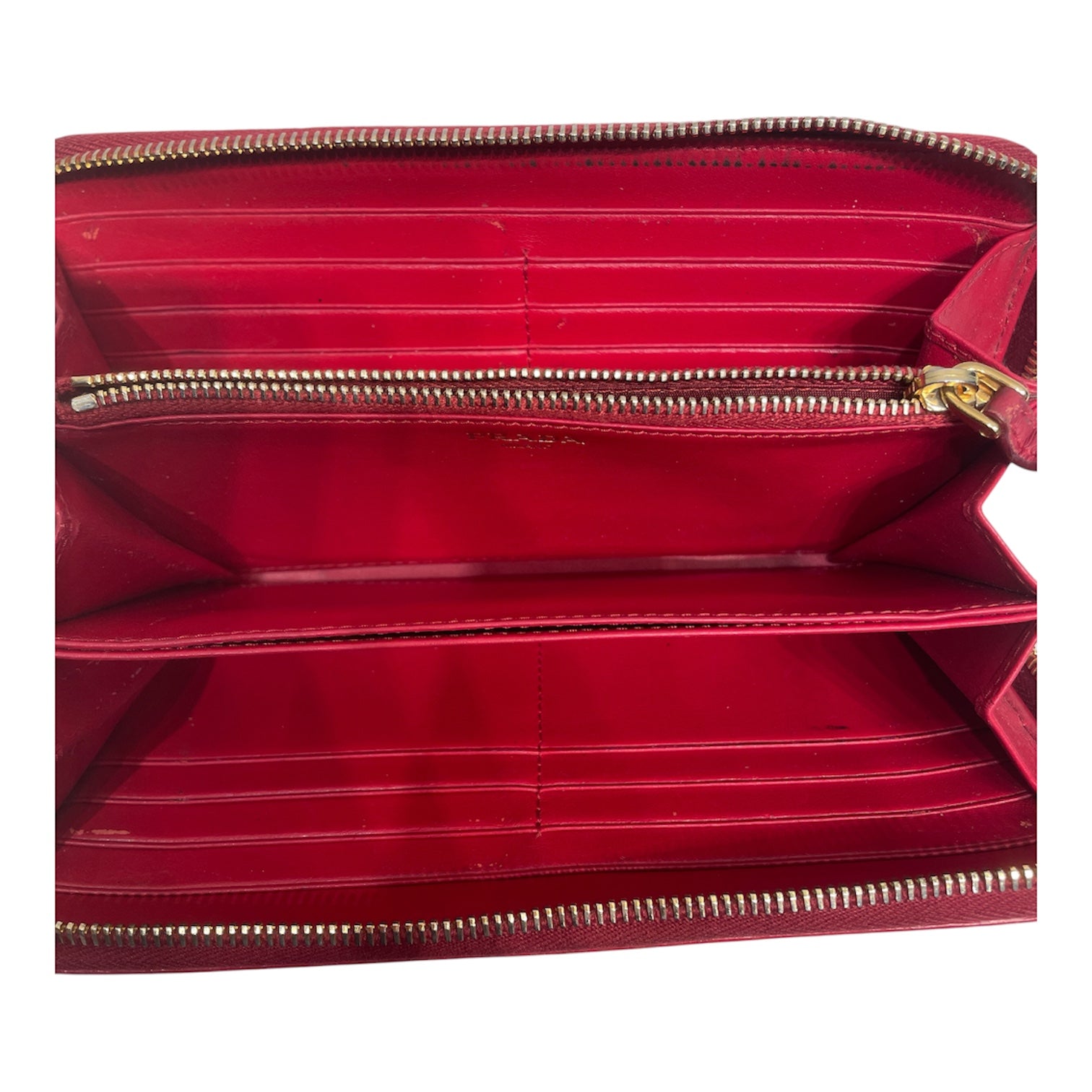 PRADA/Long Wallet/Leather/RED/L's/saffiano zip around view 4