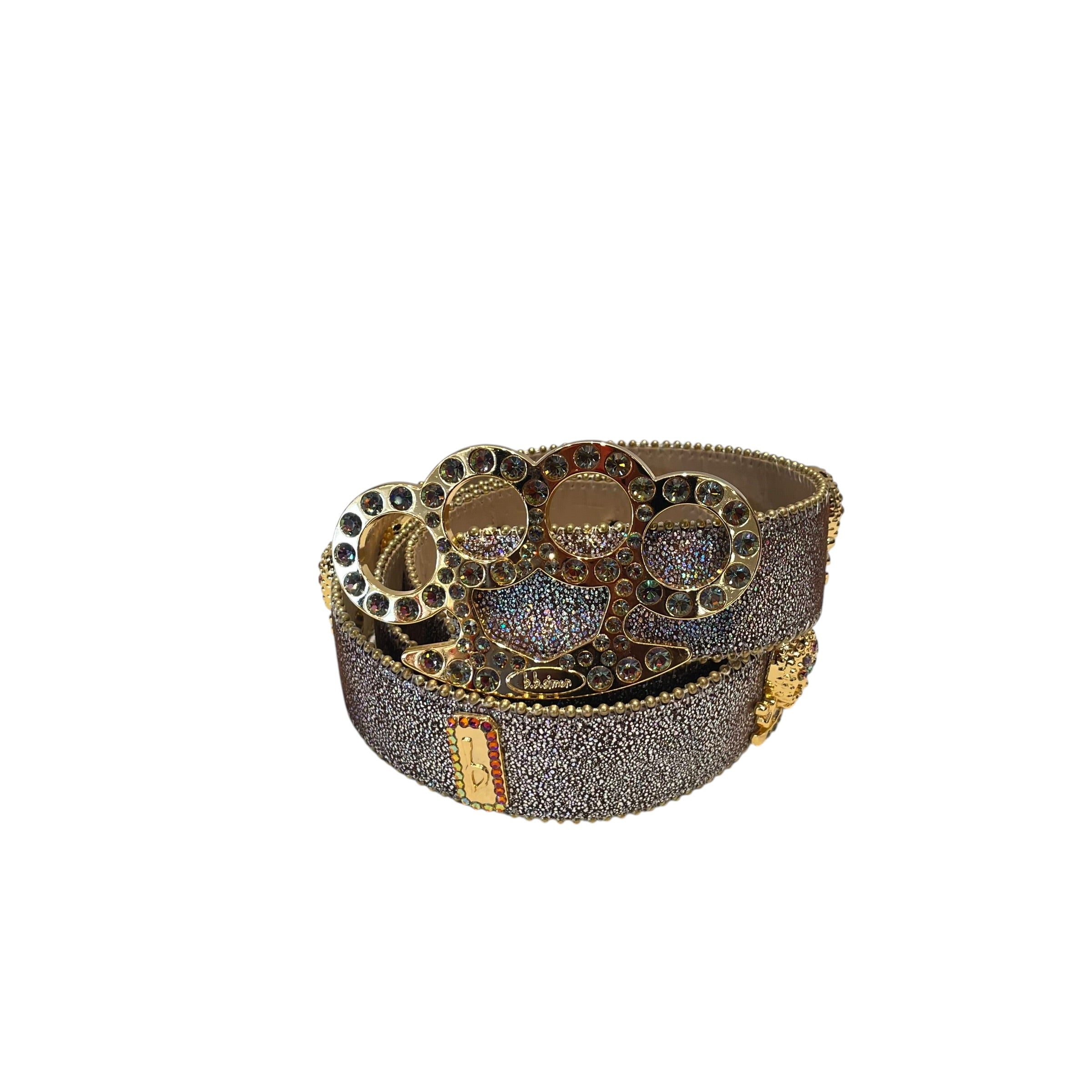 b.b.simon/Belt/Glitter/GLD/M's/knuckle crystal view 1