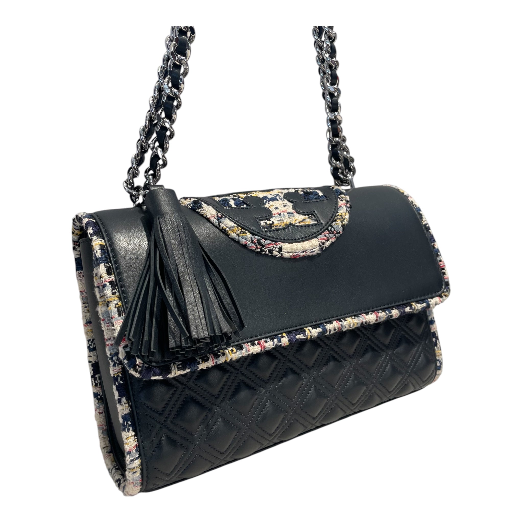 TORY BURCH/Bag/All Over Print/Leather/IDG/Fleming Tweed Trim Bag view 6