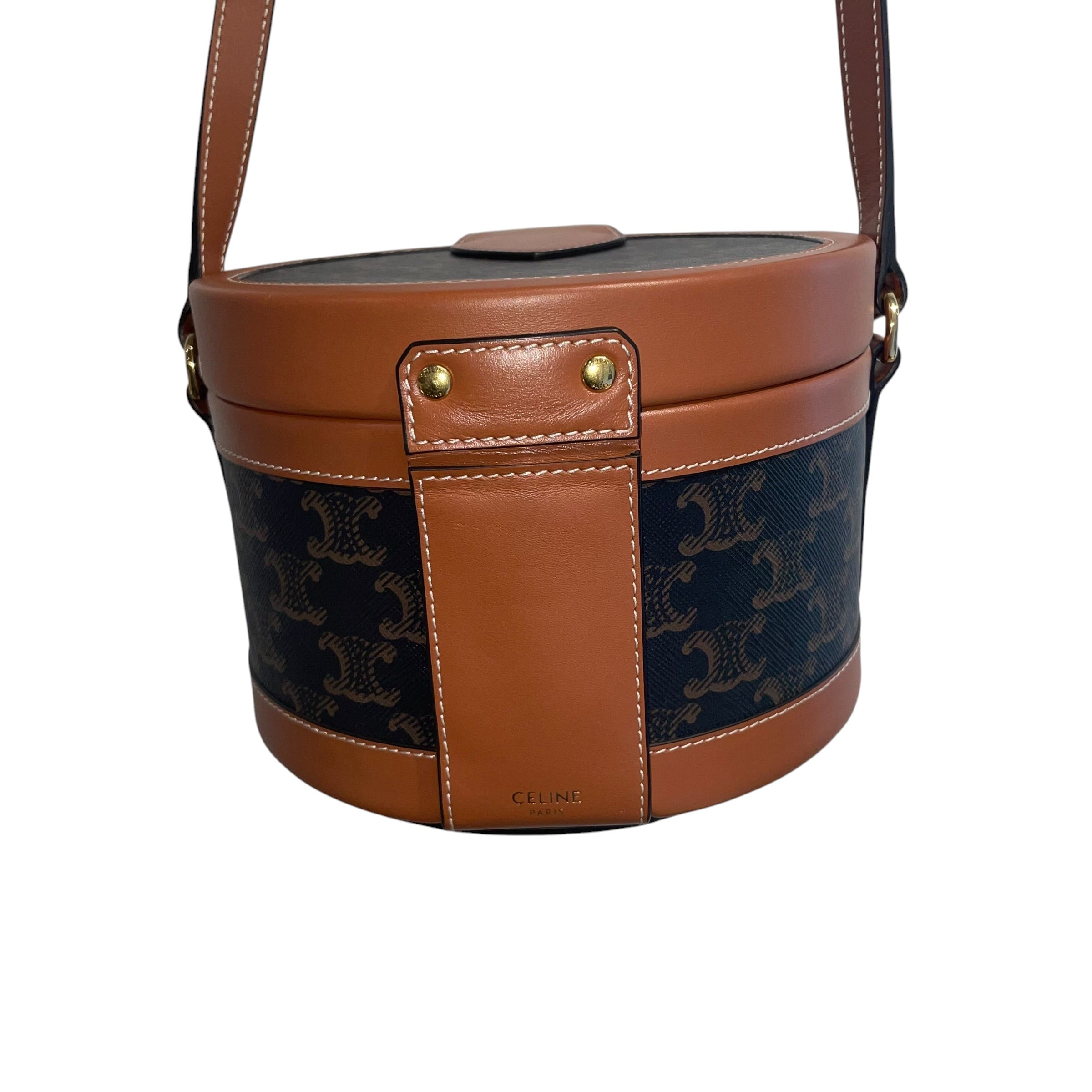 CELINE/Bag/Monogram/Leather/BRW/ROUND CELINE TAMBOUR BAG view 2