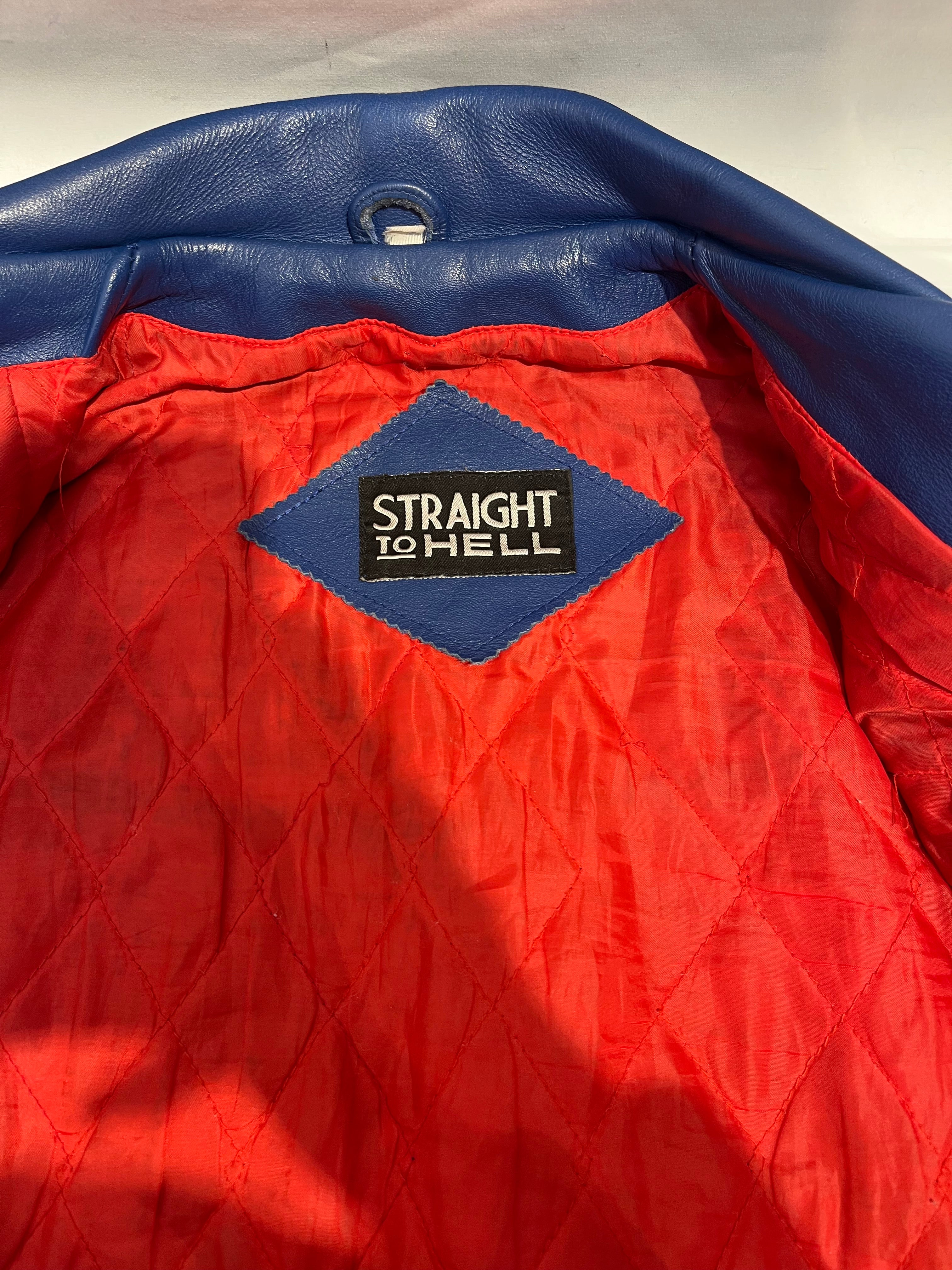 STRAIGHT TO HELL/Leather Jkt/42/Leather/BLU/BLUE LEATHER BIKER view 6