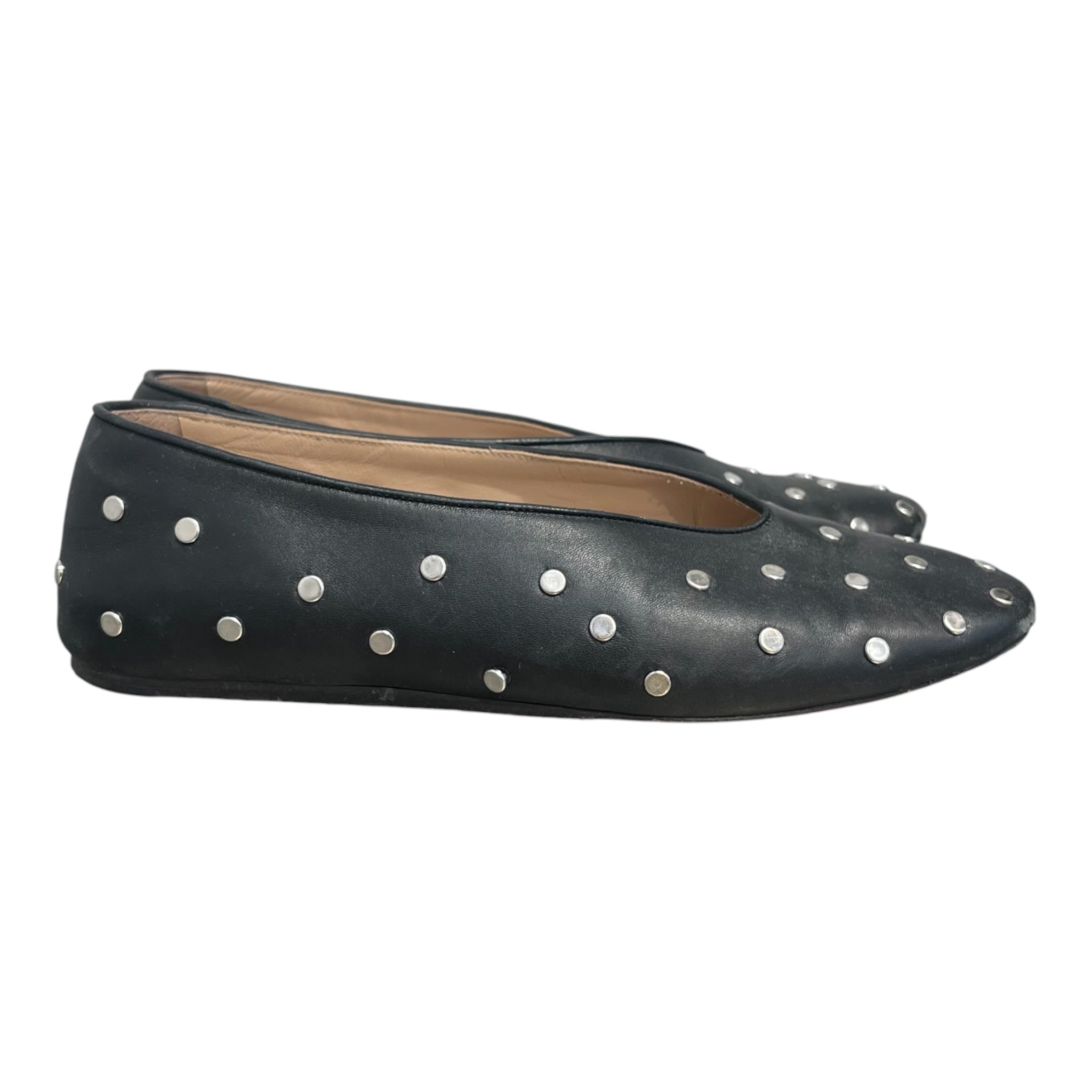 LE MONDE/Flat Shoes/EU 37/Polka dot/Leather/BLK/SILVER STUD CIRCLES view 2