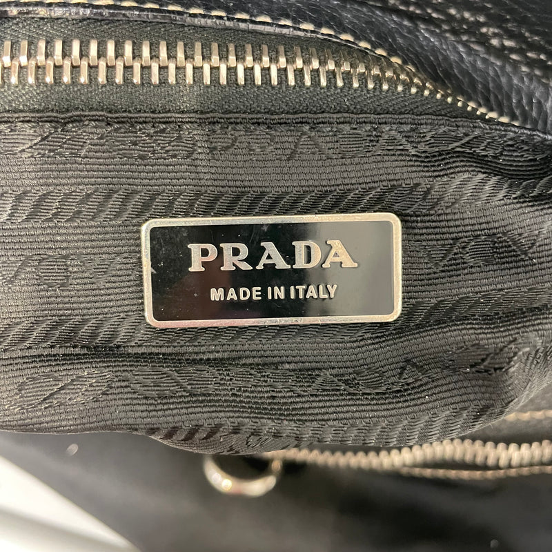 PRADA/Cross Body Bag/M/Nylon/BLK/nylon cross body silver hrdwar