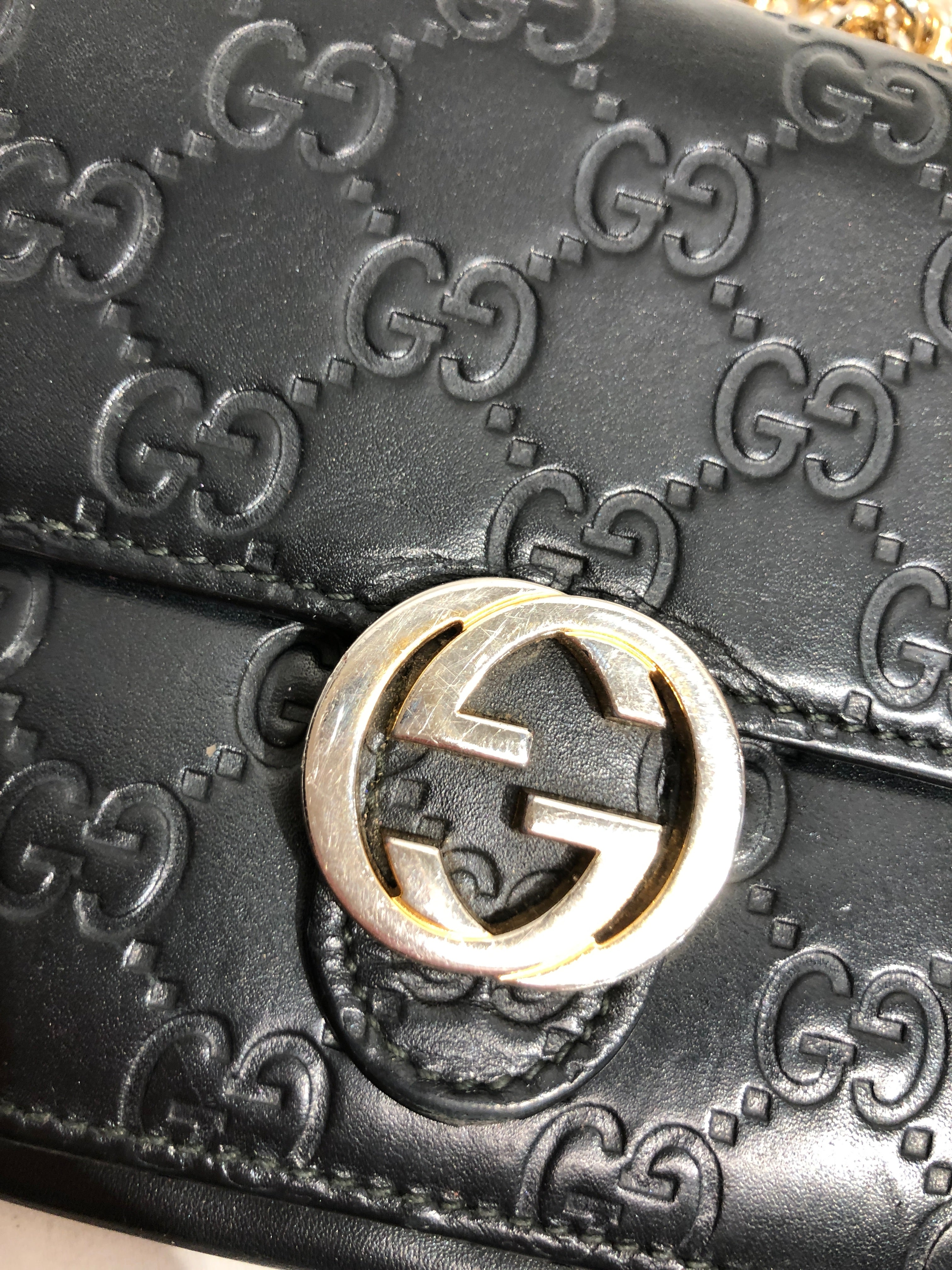 GUCCI/Clutch Bag/Leather/BLK/Long Chain view 4