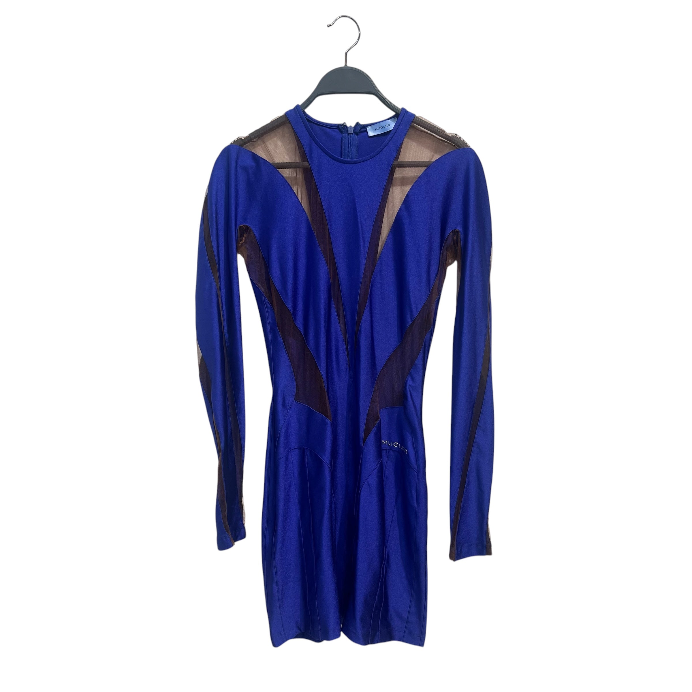 MUGLER/LS Dress/38/Polyester/BLU/ILLUSION PANEL DRESS view 1