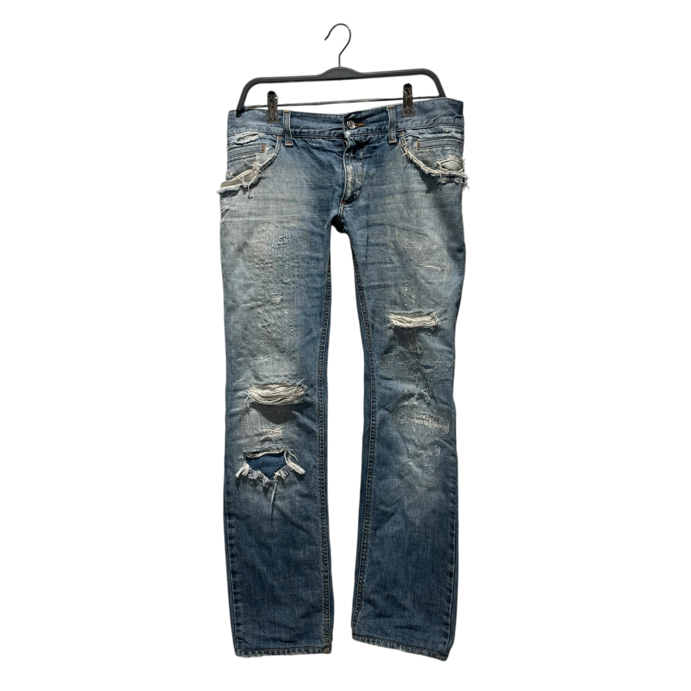DOLCE&GABBANA/Straight Pants/48/Denim/IDG/distressed patchwork