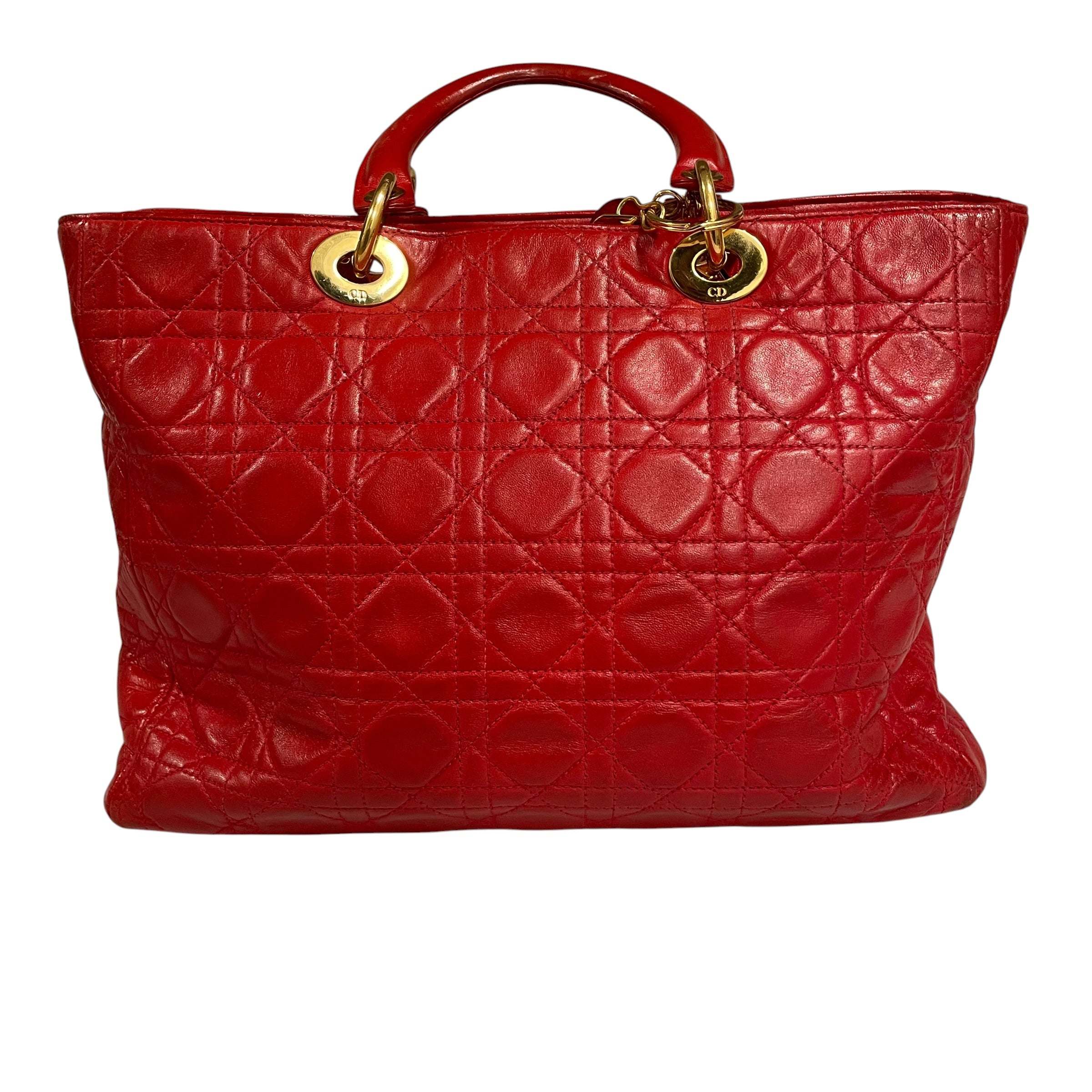 Christian Dior/Hand Bag/Leather/RED/CANNAGE LADY view 1