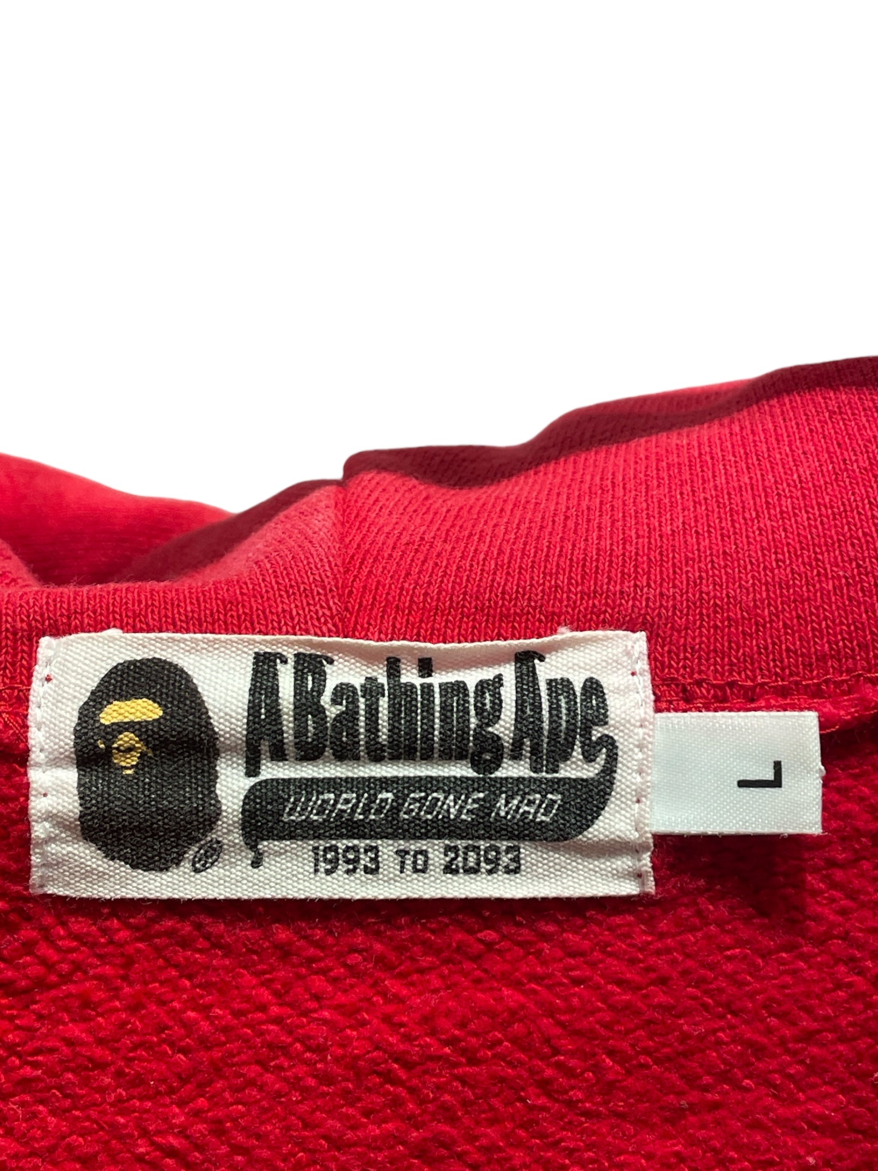 A BATHING APE/Zip Up Hoodie/L/Camouflage/Cotton/RED/Full Zip Red Camo Shark view 3
