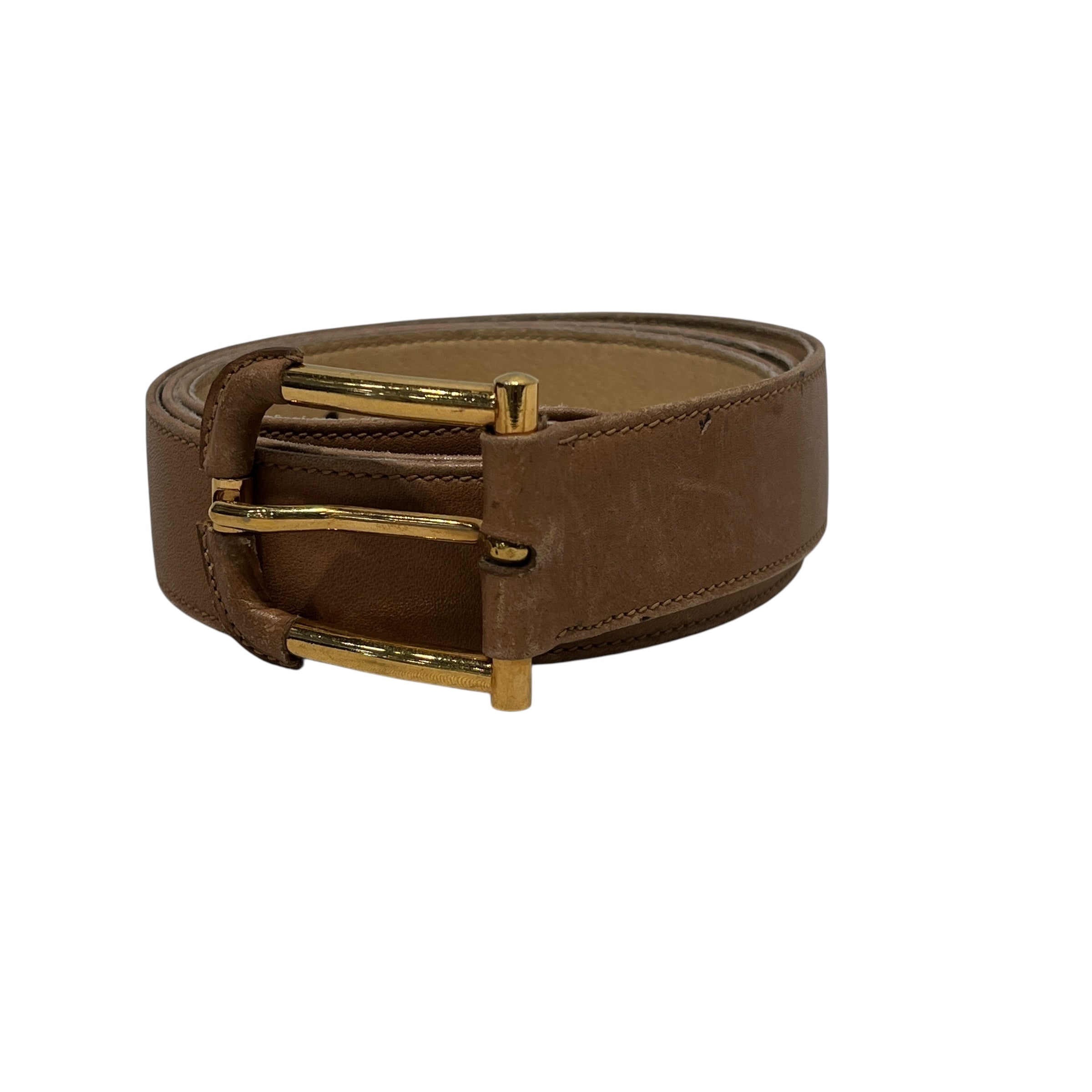 GUCCI/Belt/Leather/BEG/SIZE 40 gold buckle view 1