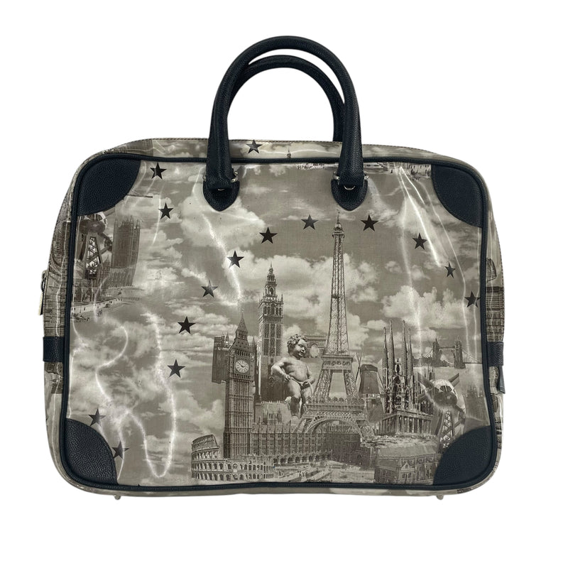 Jean Paul Gaultier/Bag/All Over Print/Leather/BLK/leather trim aop paris bag
