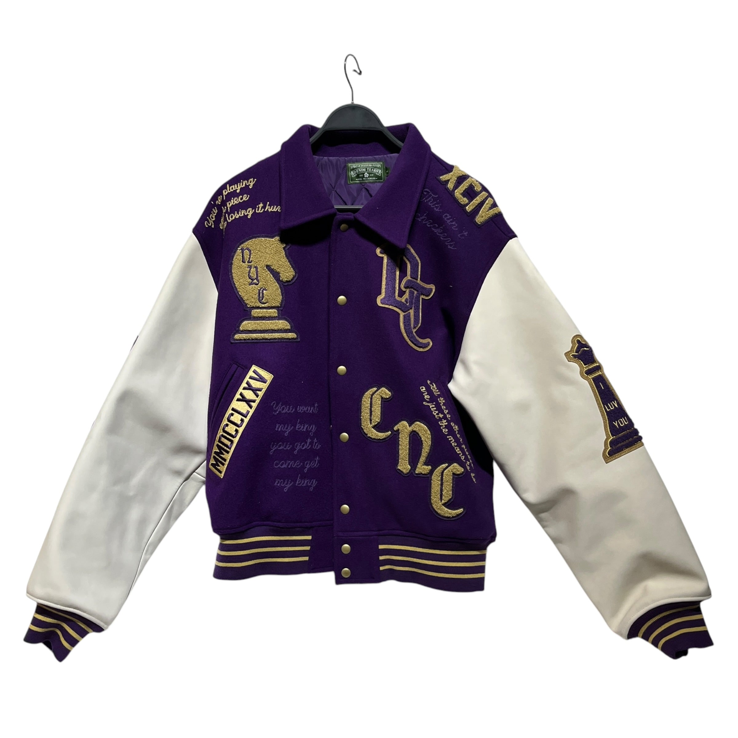 DENIM TEARS/Baseball Jkt/L/Wool/PPL/Grandmaster Varsity Jacket view 1