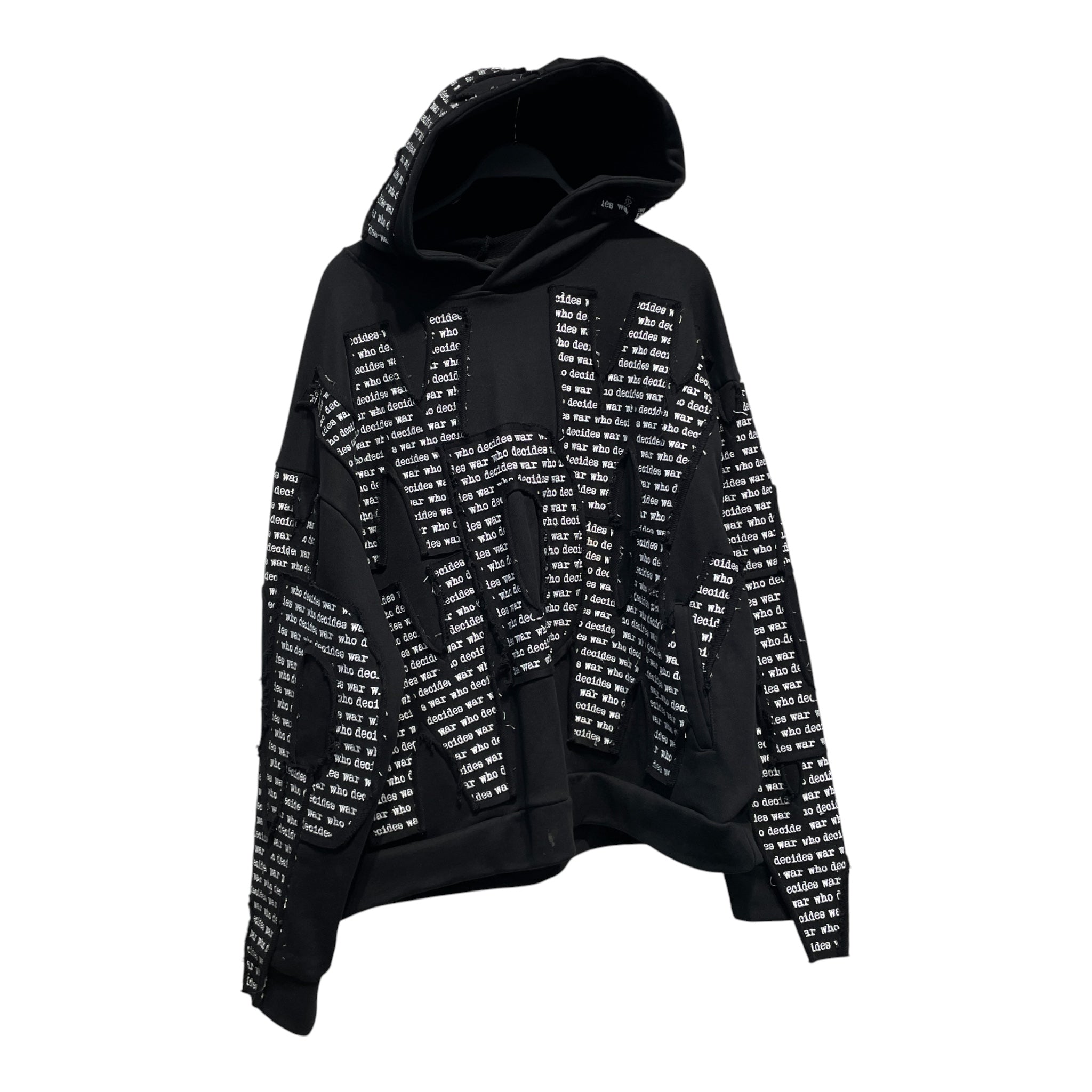 WHO DECIDES WAR/Hoodie/XL/Graphic/Cotton/BLK/OVERLAY EMBROIDERED view 1