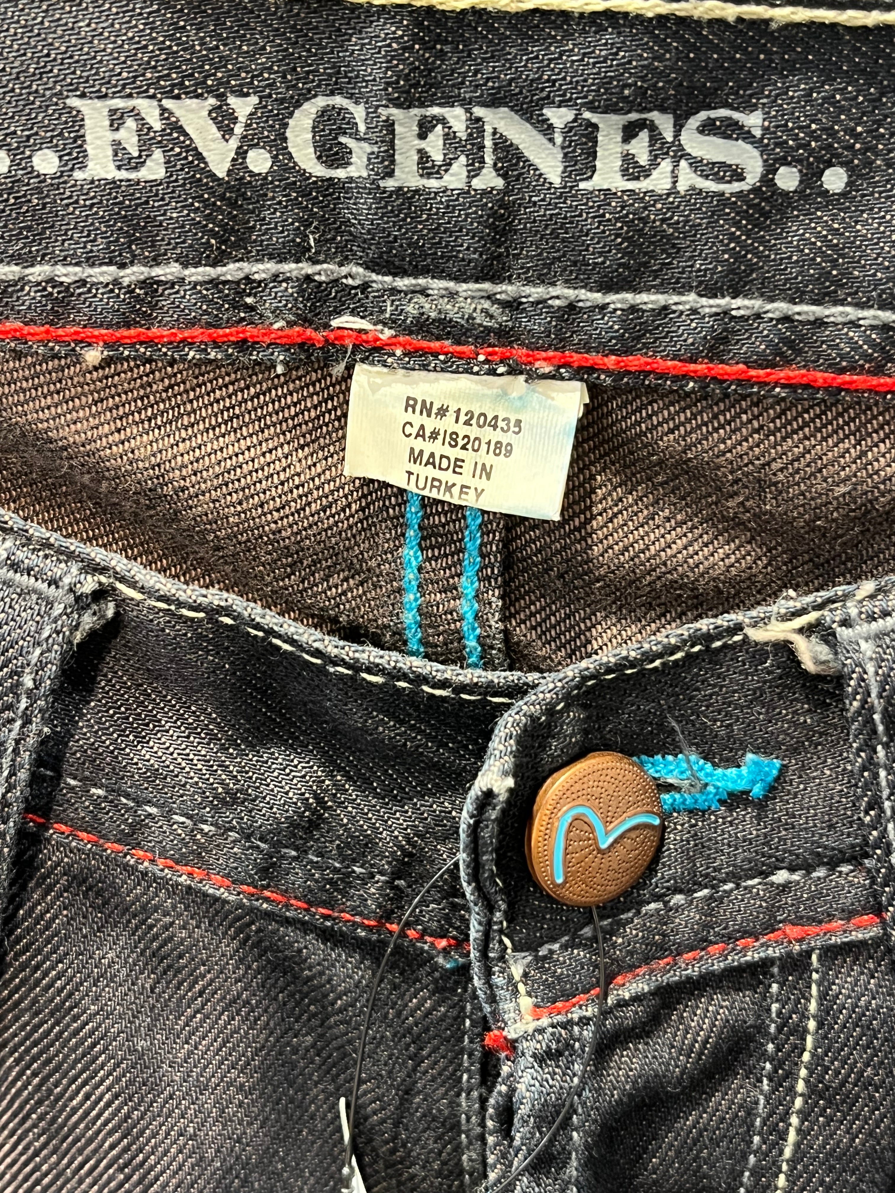 EVISU/Straight Pants/28/Denim/IDG/Button Fly/RN120435 dark indigo wash view 3