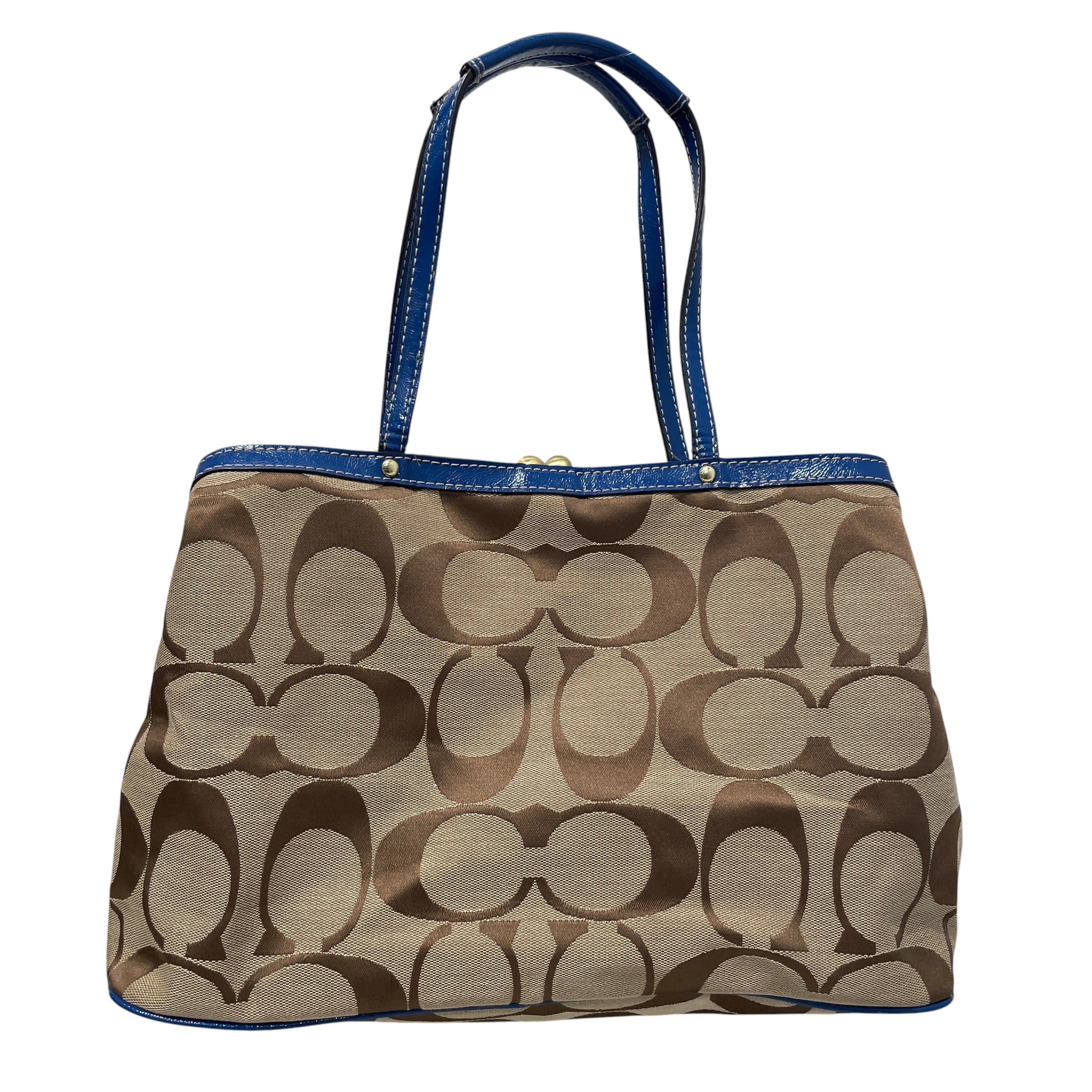 COACH/Hand Bag/Monogram/Leather/BLU/Kiss Lock Handbag view 2