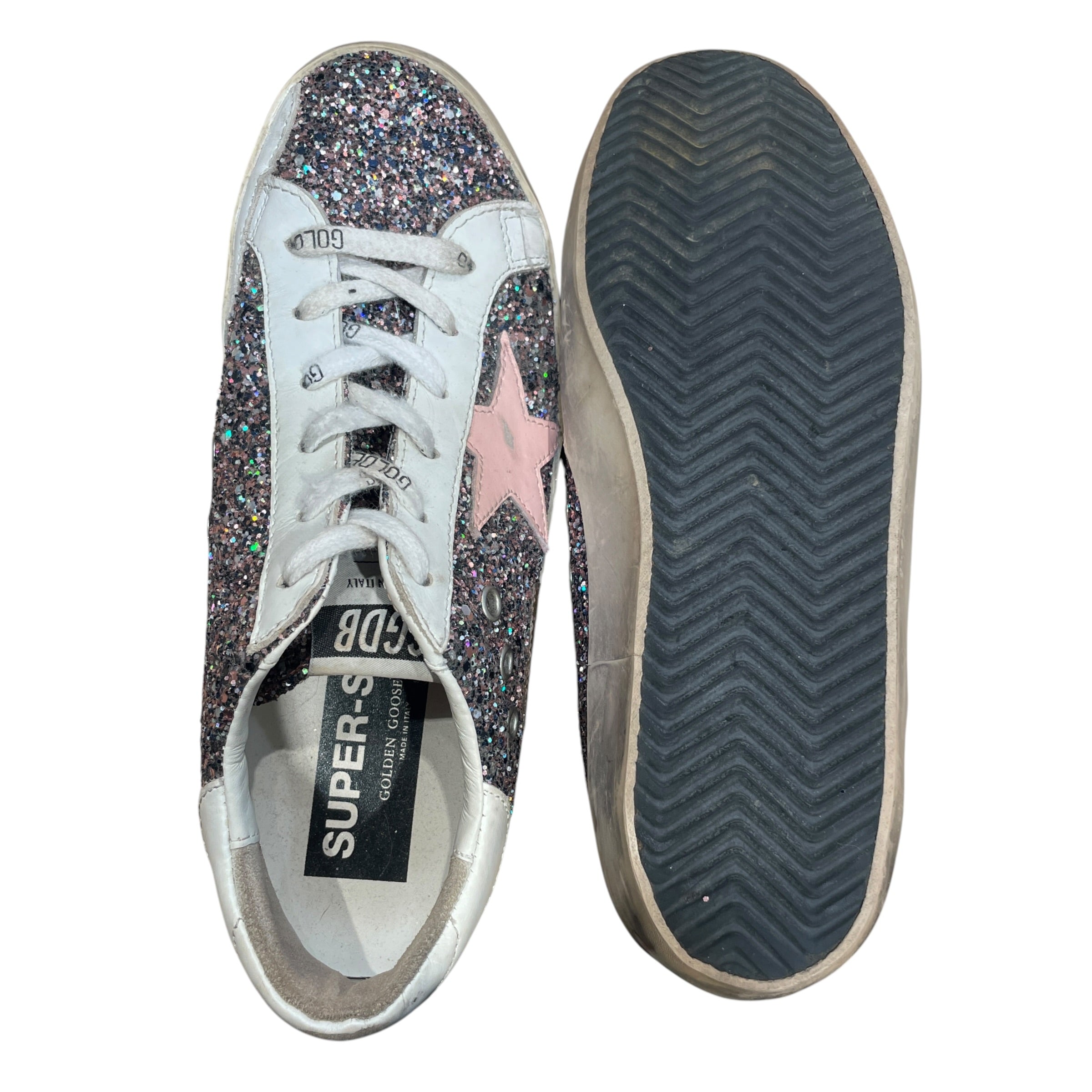 GOLDEN GOOSE/Low-Sneakers/EU 37/Iridescent/Leather/PNK/Superstar Multicolor Glitter view 5