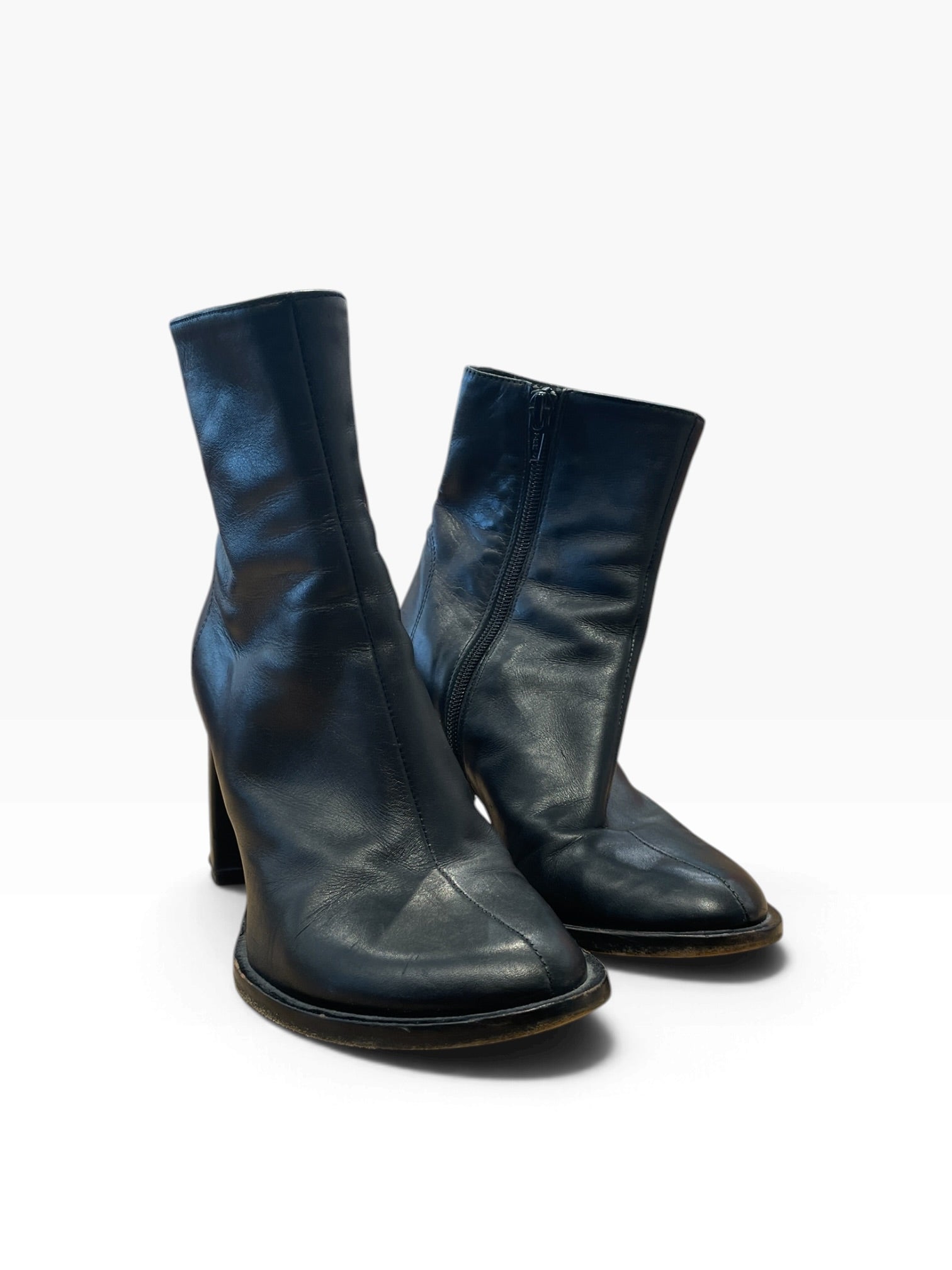 ANN DEMEULEMEESTER/Ankle Boots/EU 37/Suede/BLK/CURVE HEEL view 1