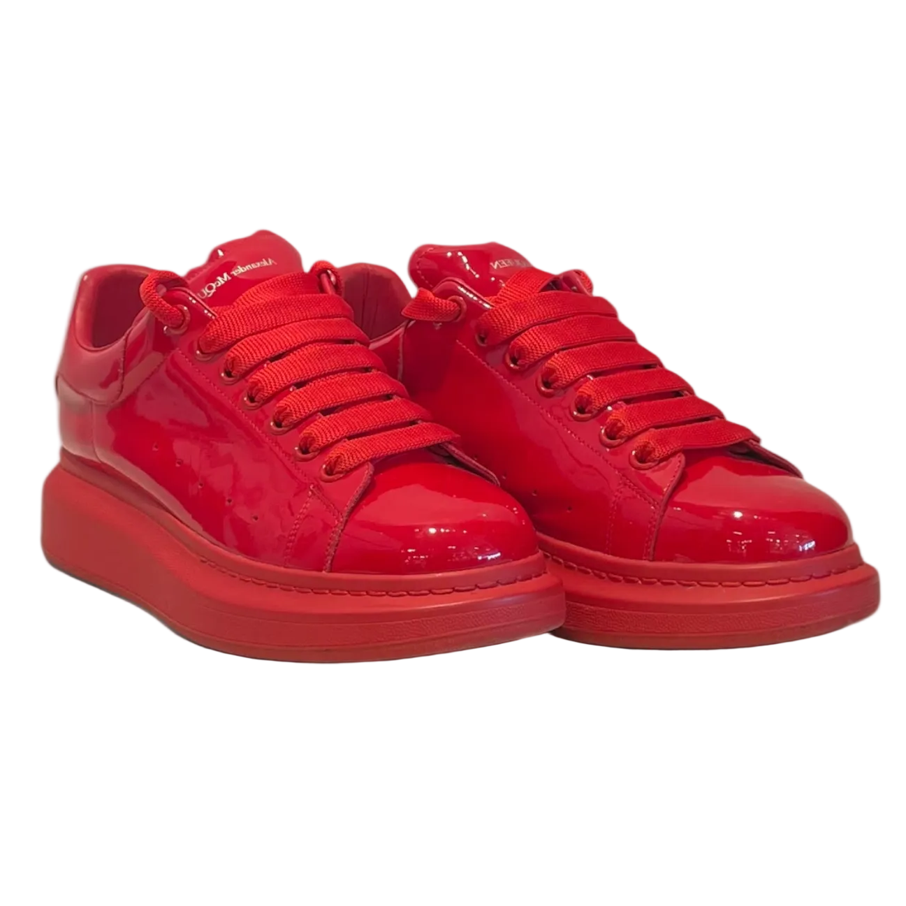Alexander McQueen/Low-Sneakers/EU 42/Leather/RED/triple red thick rubber sole view 1