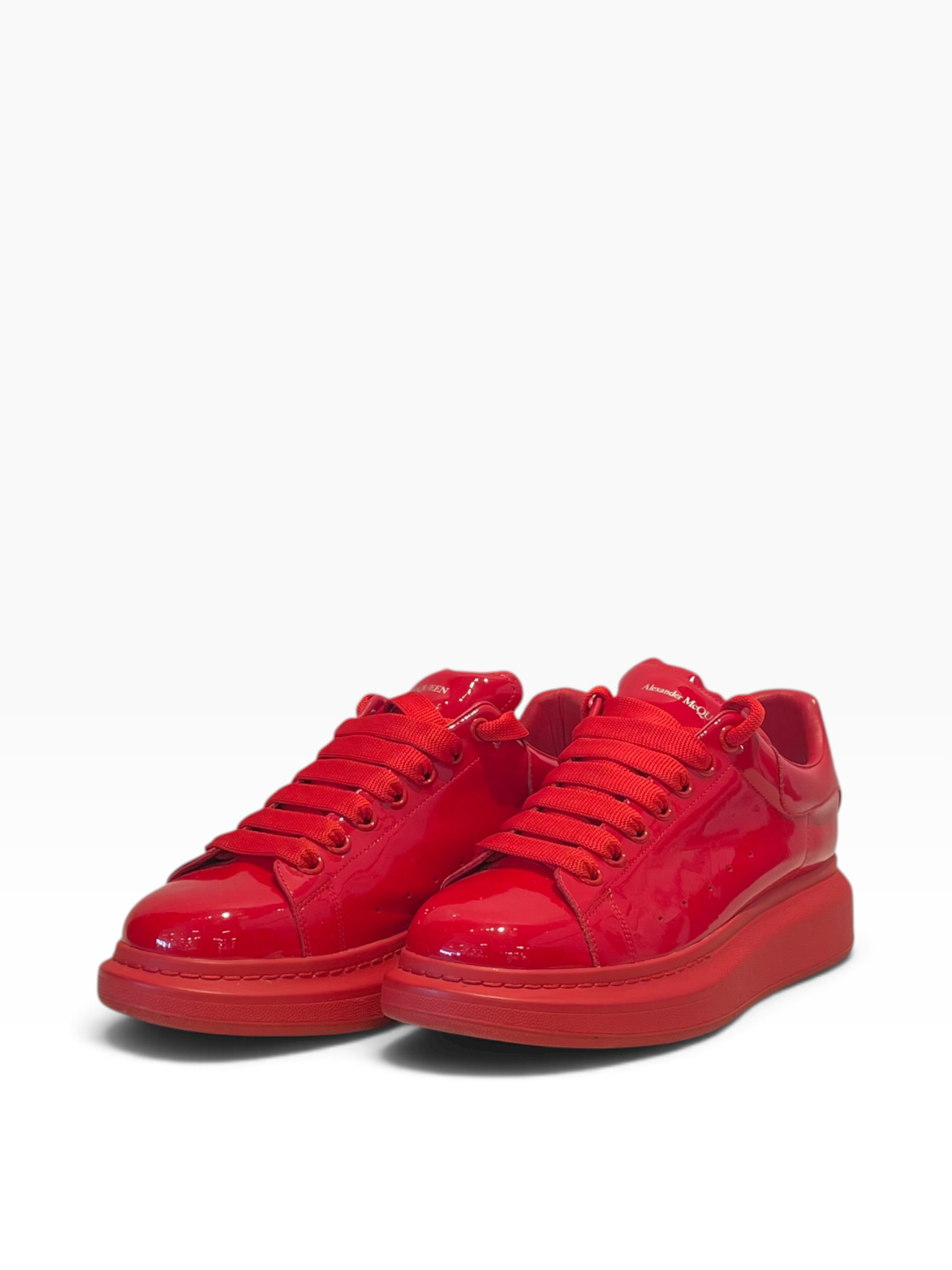 Alexander McQueen/Low-Sneakers/EU 42/Leather/RED/triple red thick rubber sole view 1