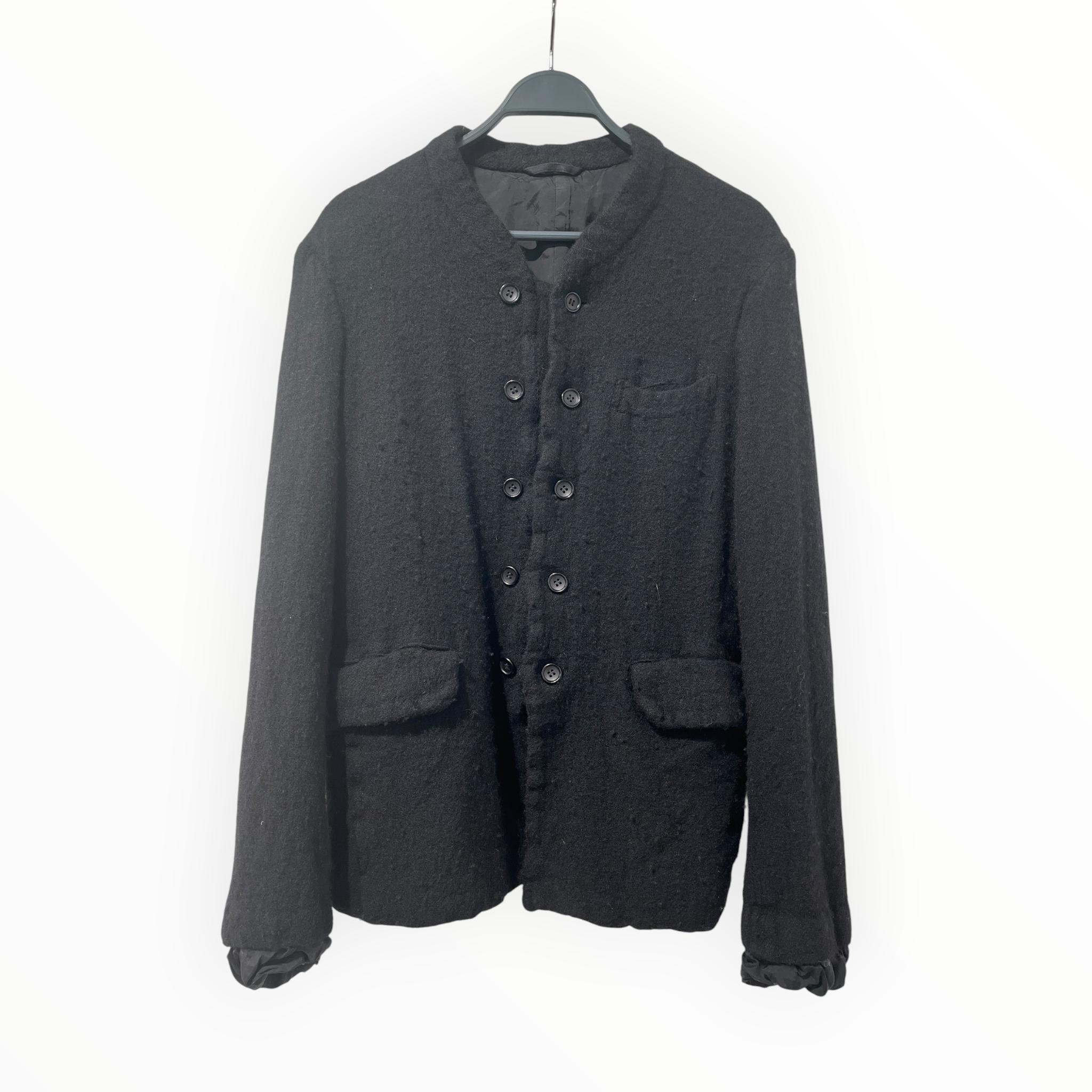COMME des GARCONS HOMME PLUS/Jacket/M/Wool/BLK/boiled wool double breasted view 1