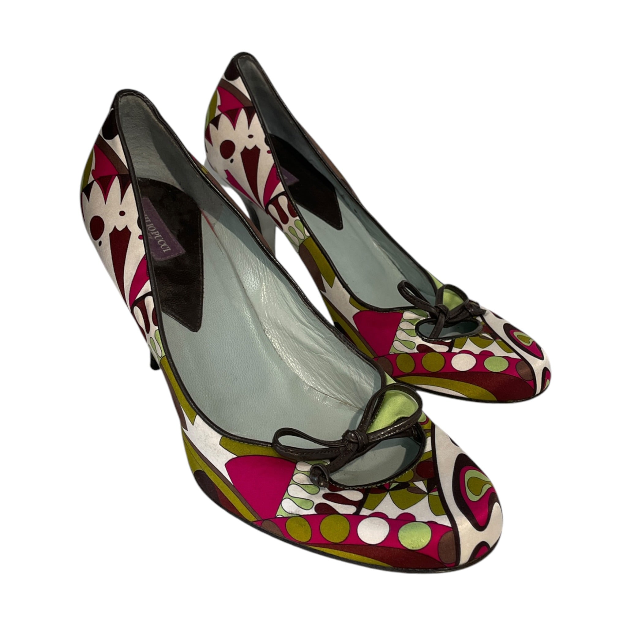 EMILIO PUCCI/Heels/EU 38/All Over Print/MLT/EMILIO PUCCI WHT/GRN/PNK HEEL view 1
