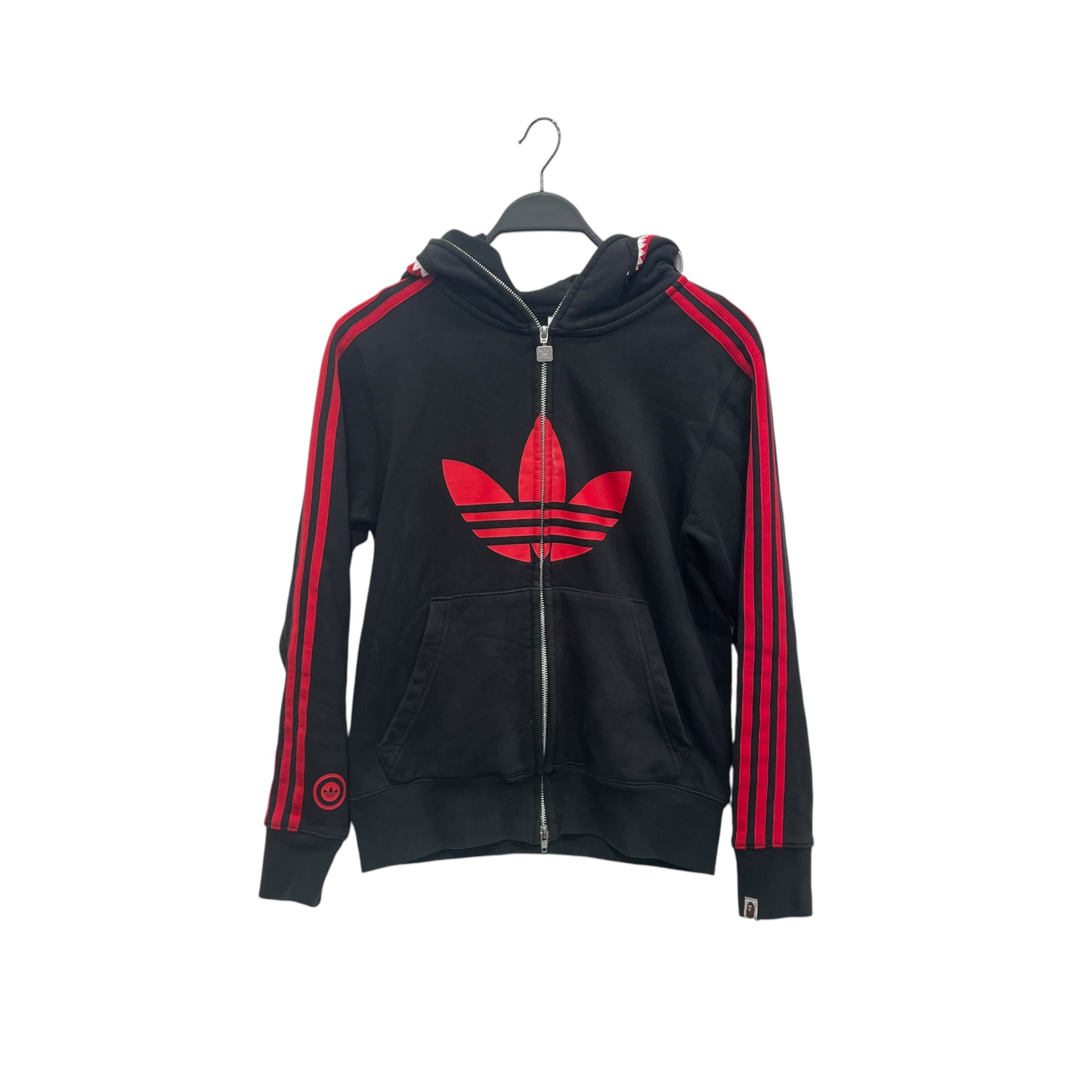 A BATHING APE/adidas/Zip Up Hoodie/S/Cotton/BLK/ view 1