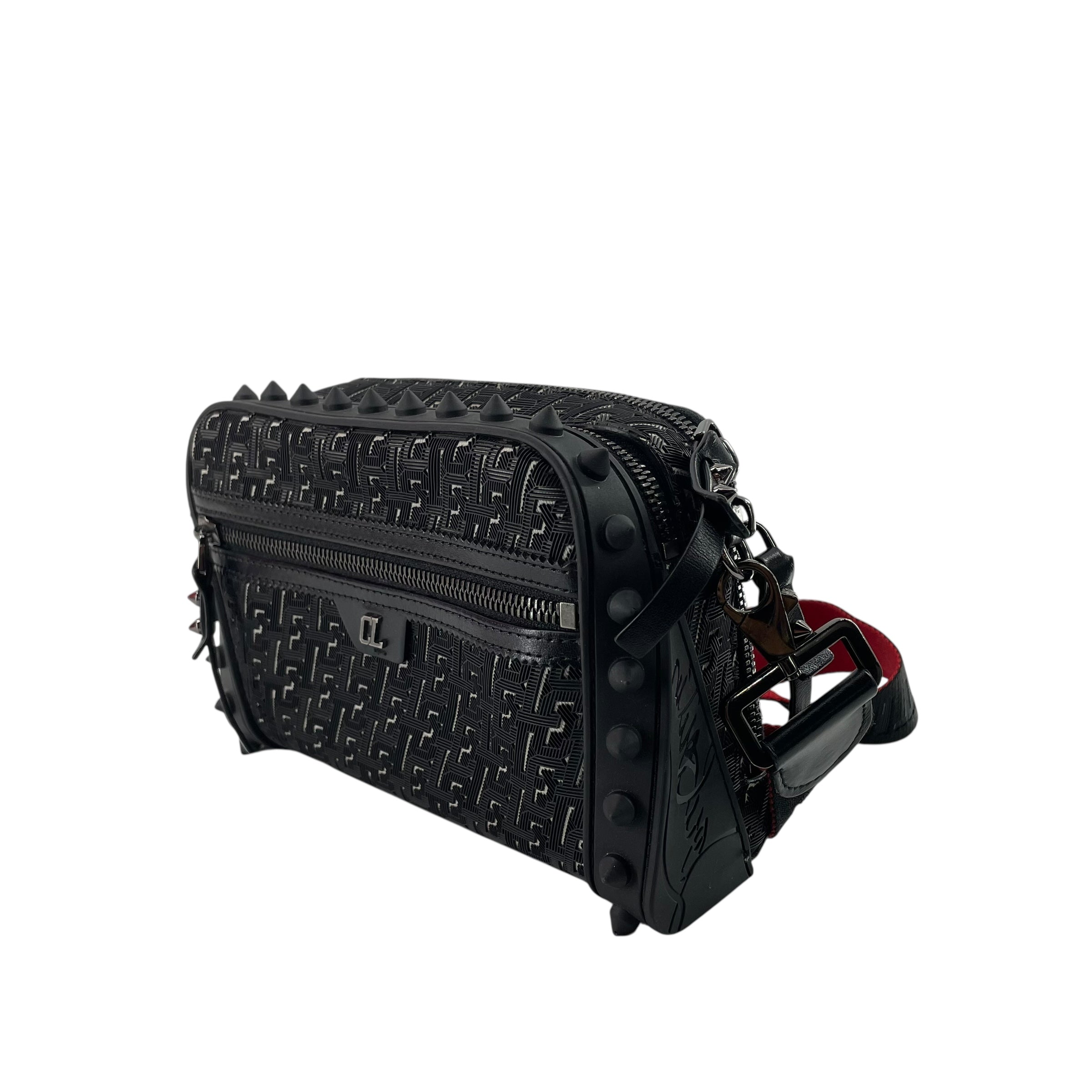 Christian Louboutin/Cross Body Bag/Polyester/BLK/RUBBER SPIKES SILVER CL LOGO view 3