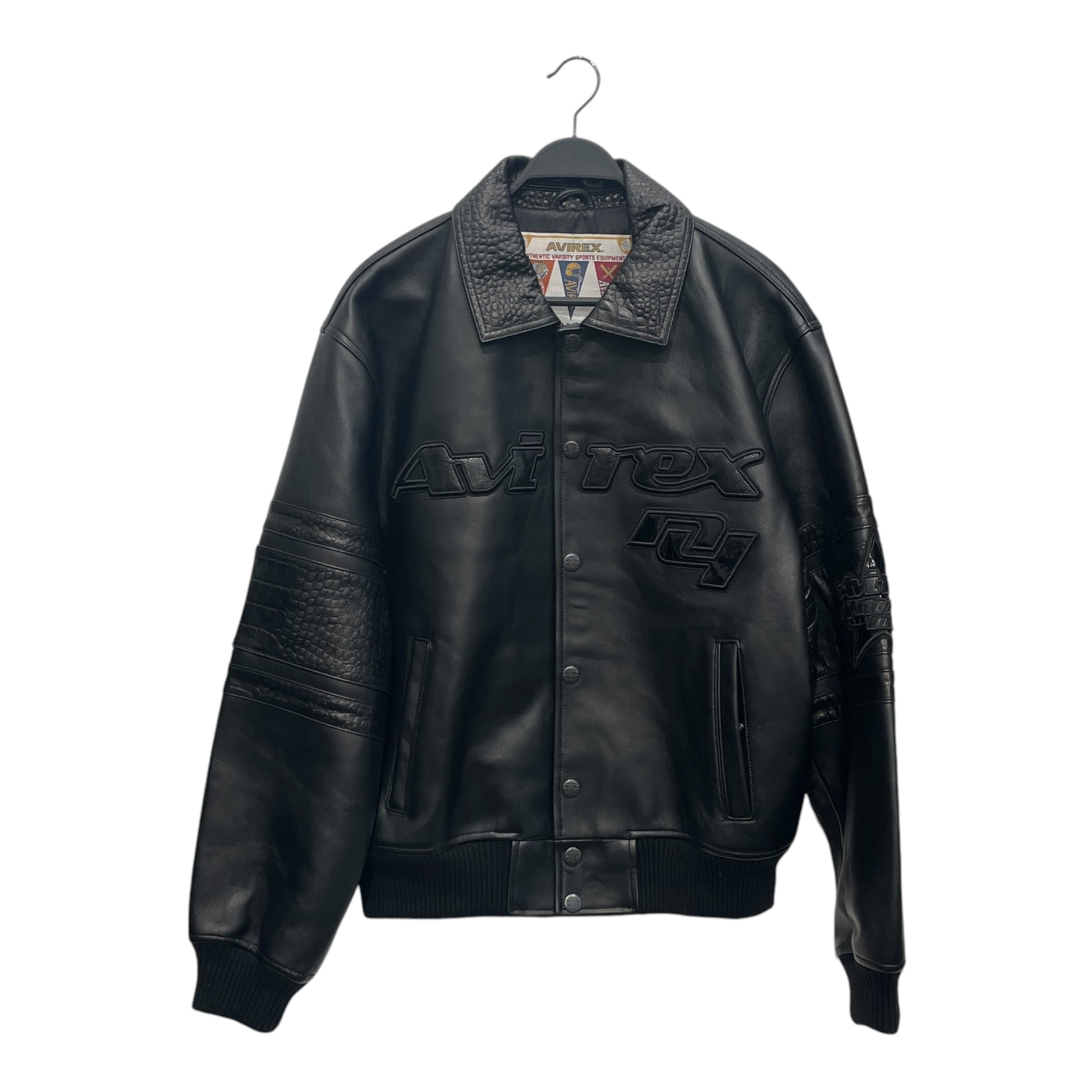 AVIREX/Riders Jkt (S)/L/Leather/BLK/LEGENDS JKT/CROC PATTERN ARM view 1