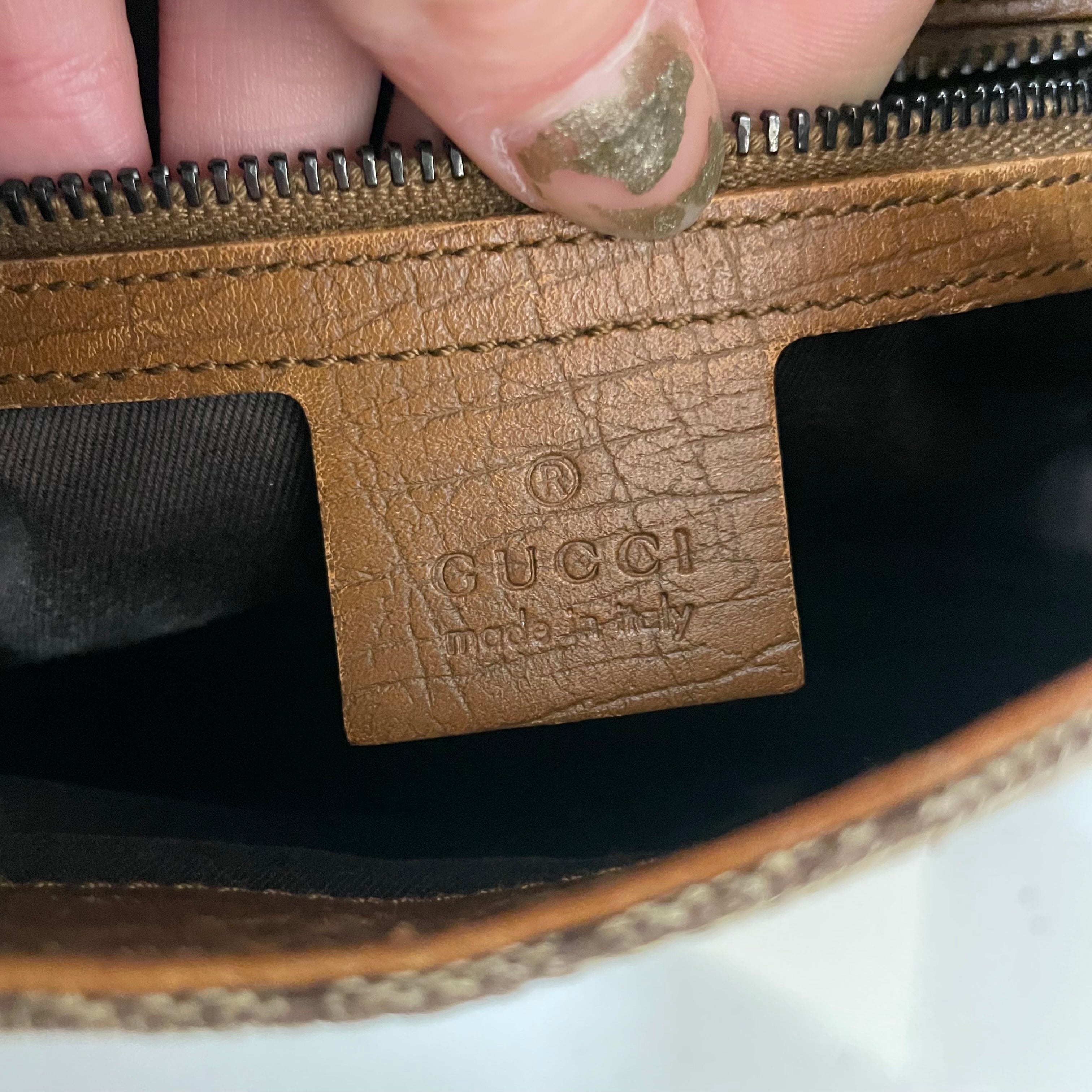 GUCCI/Hand Bag/Monogram/Cotton/BEG/GG wood handle hobo view 6
