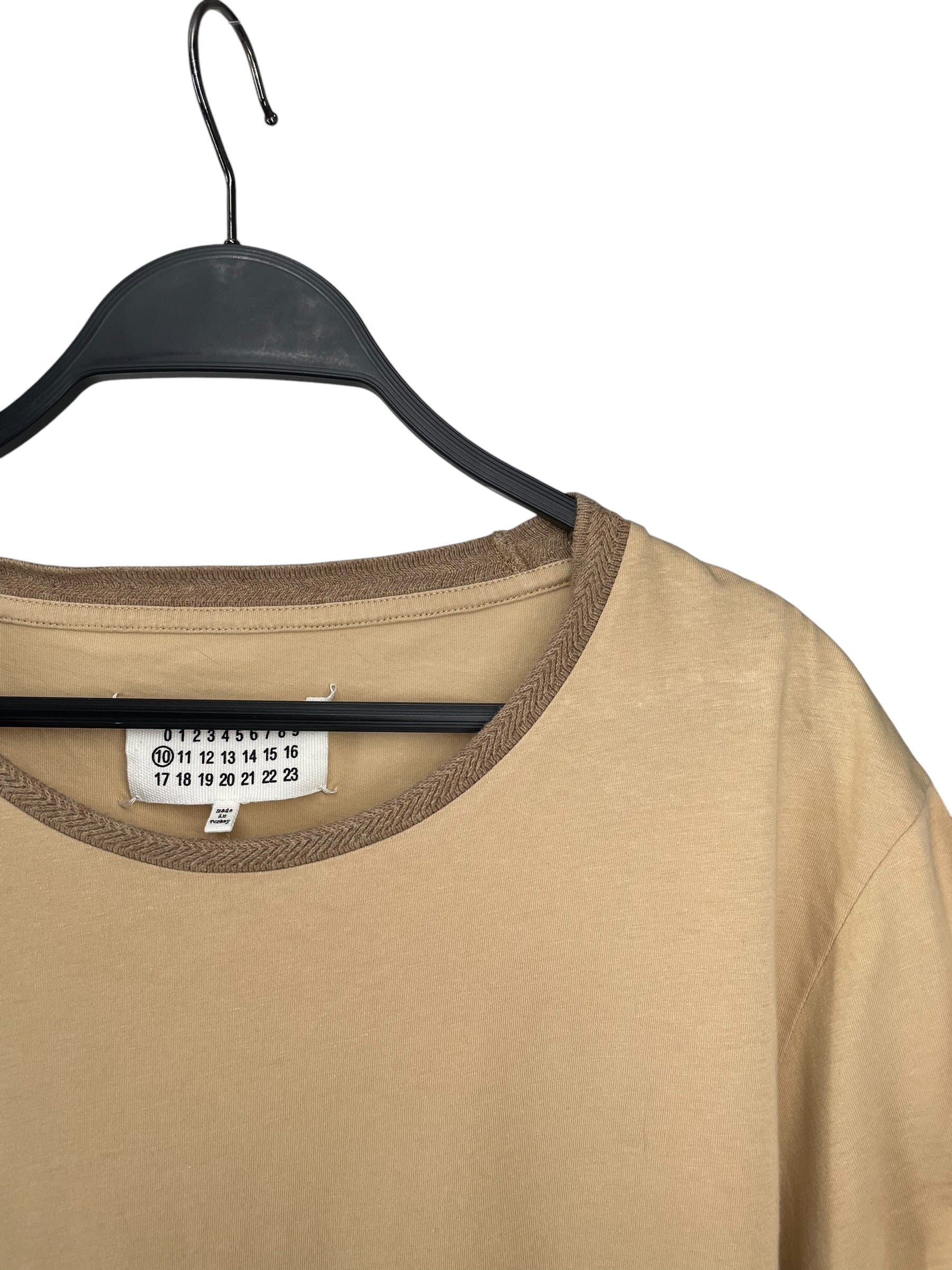 Maison Margiela/T-Shirt/L/Cotton/BEG/BEIIGE BRADED NECK TSHIRT SZL view 3