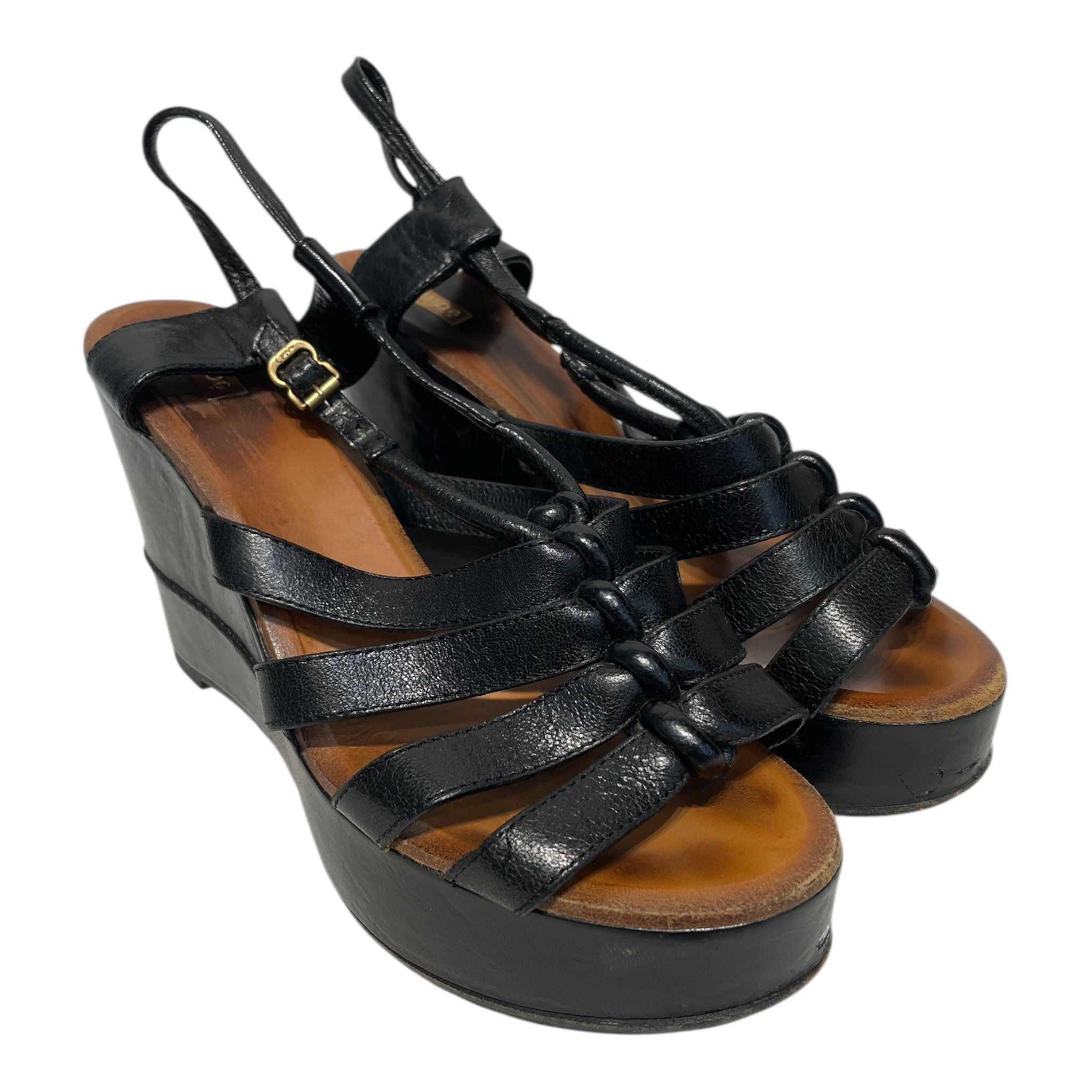 Chloe/Heels/EU 39/Leather/BLK/Wedge Heel/STRAPPY LEATHER WEDGE view 1