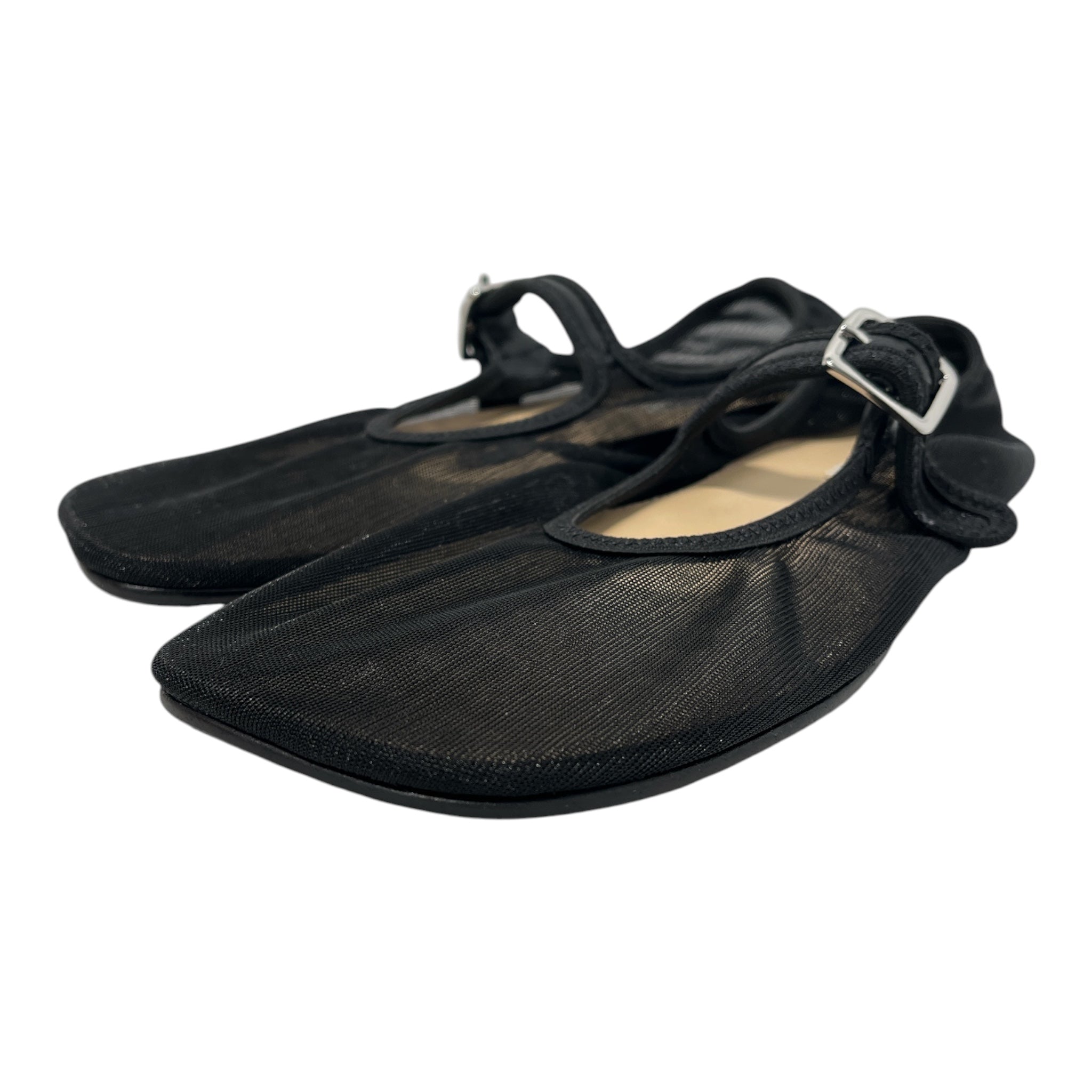 Sandy Liang/Flat Shoes/EU 38/BLK/mesh material top strap buckle view 3