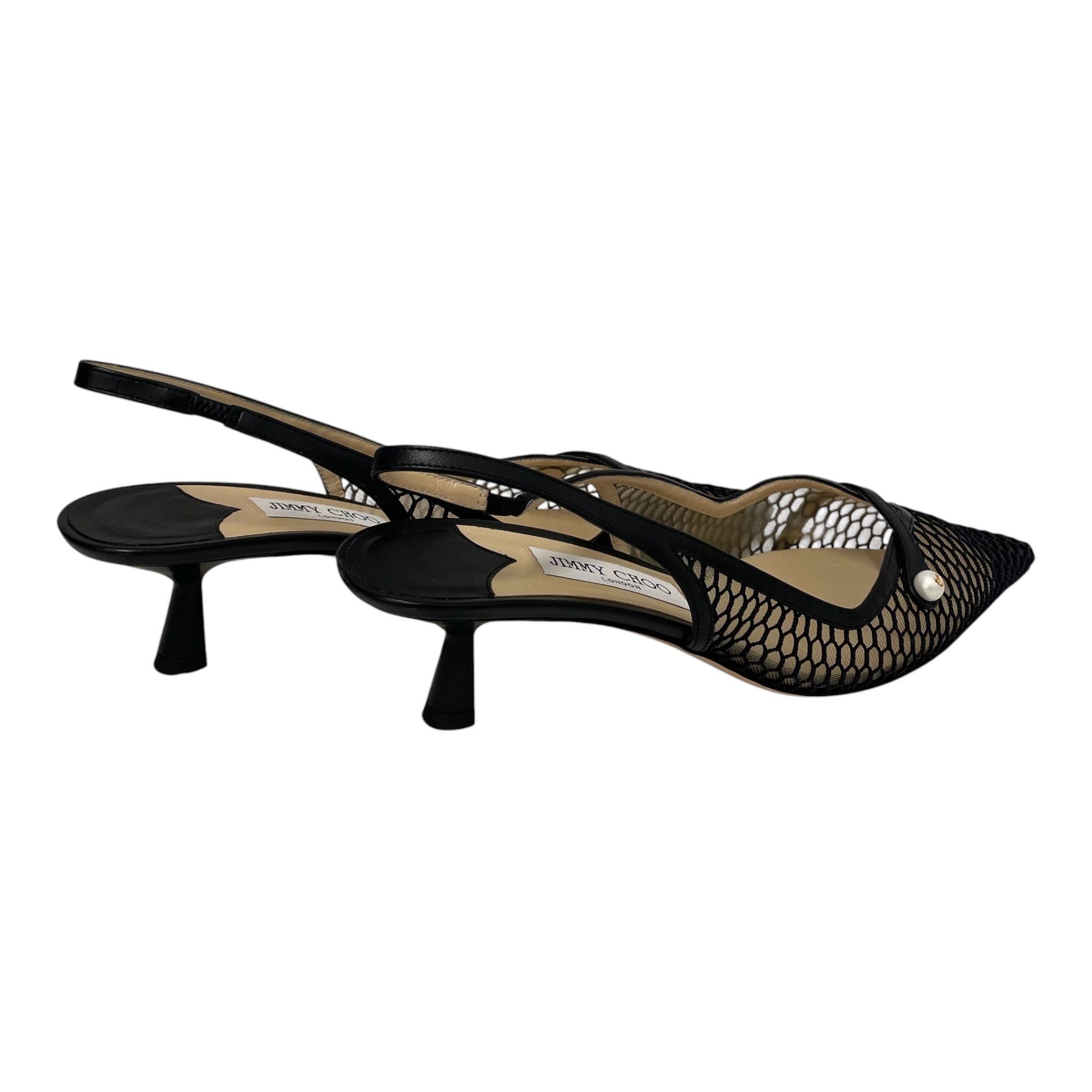 JIMMY CHOO/Heels/US 8.5/Nylon/BLK/FISH NET view 2