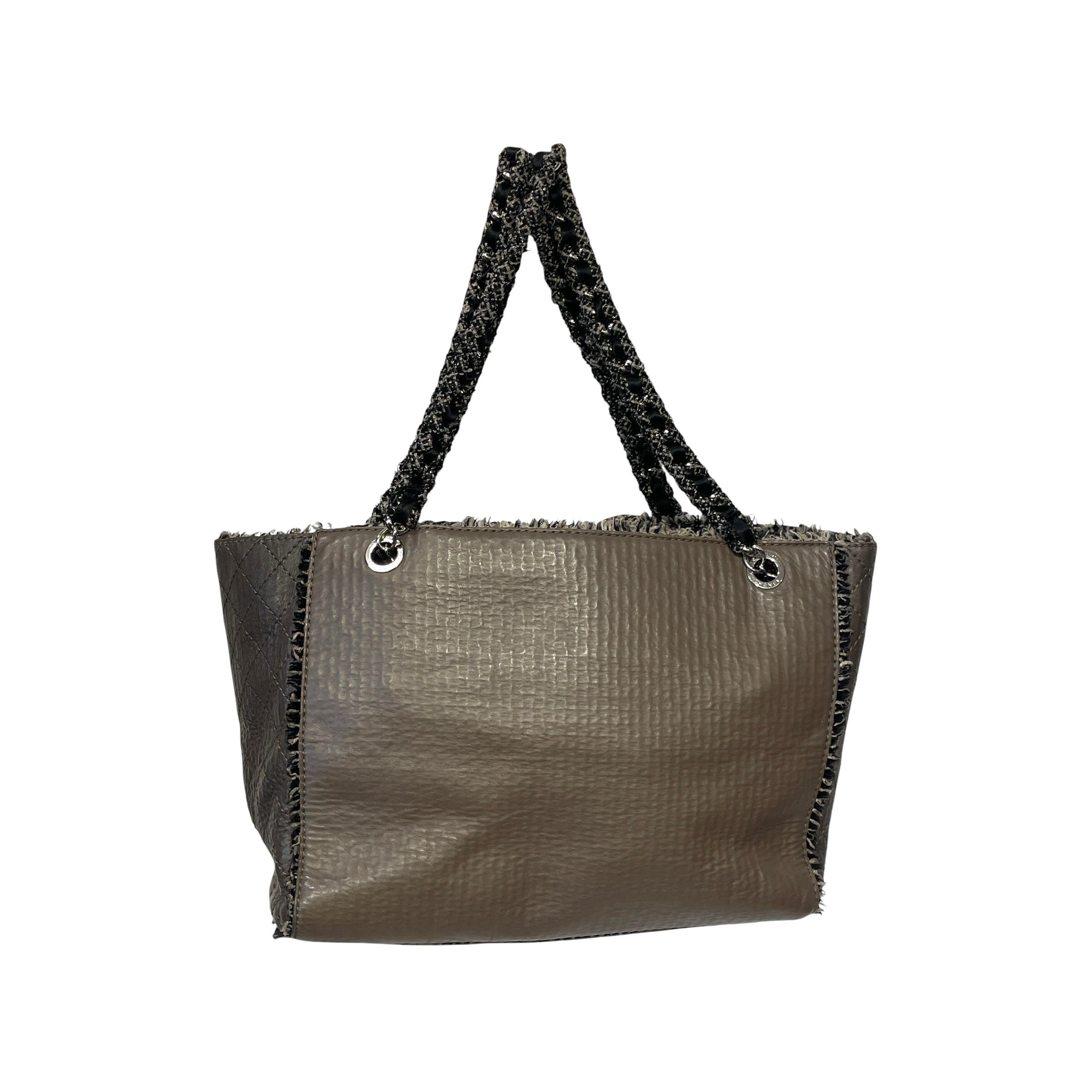 CHANEL/Tote Bag/Leather/BRW/TWEED HANDLE & INNER LINING view 6