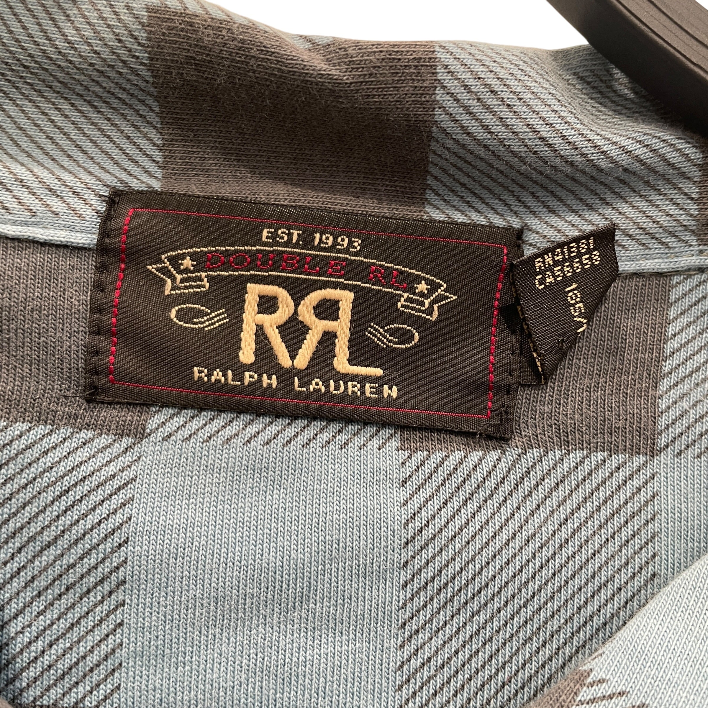 RRL/LS Shirt/XL/Cotton/BLU/Plaid/grey plaid black button view 3