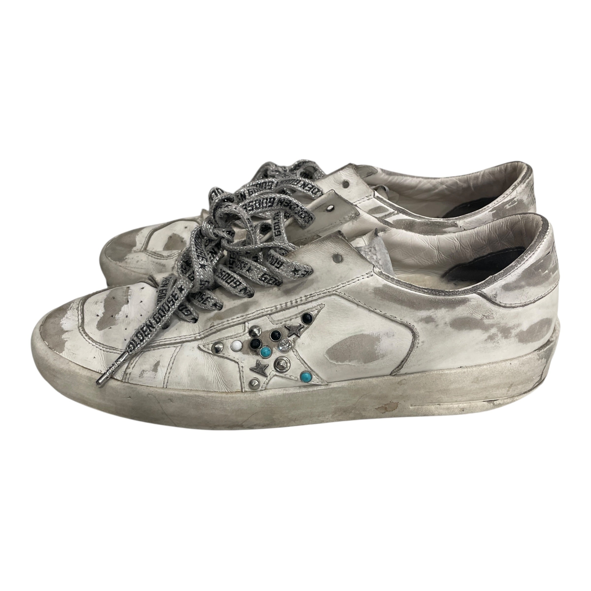 GOLDEN GOOSE/Low-Sneakers/US 10/Leather/WHT/PEARL HARDWEAR ON LEFT view 4