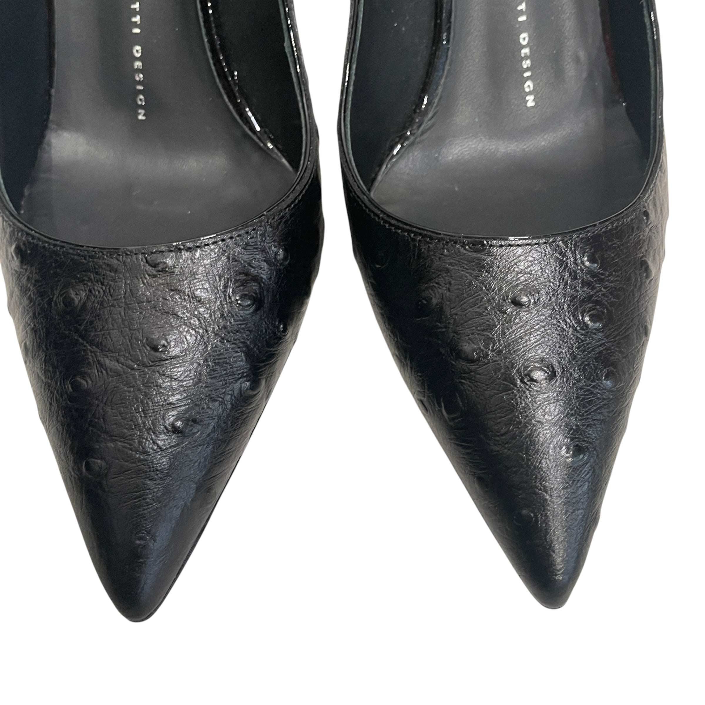 GIUSEPPE ZANOTTI DESIGN/Heels/EU 39/Leather/BLK/OSTRICH LEATHER HEELS view 4