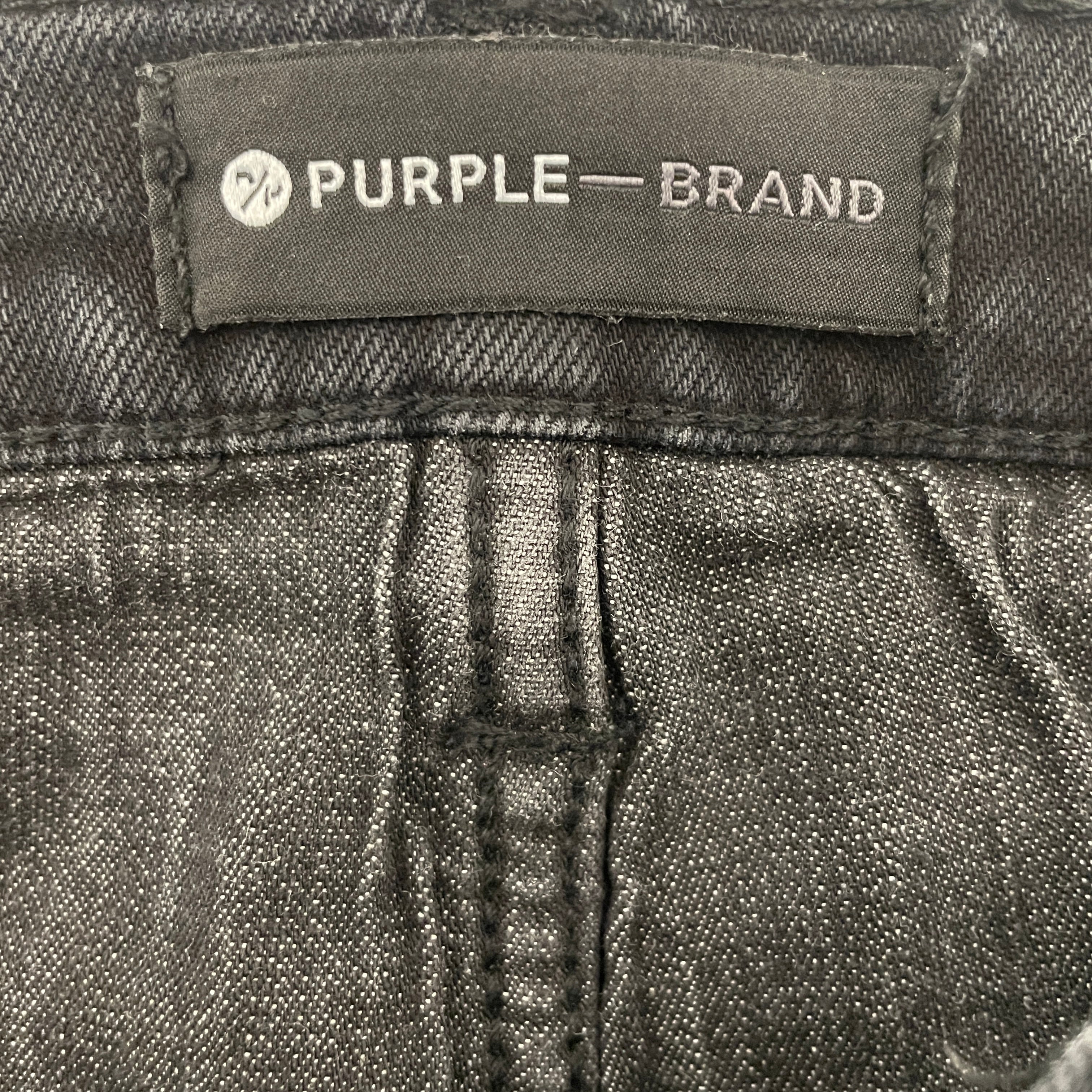 PURPLE BRAND/Skinny Pants/M/Denim/BLK/knee slit white splatter paint view 3
