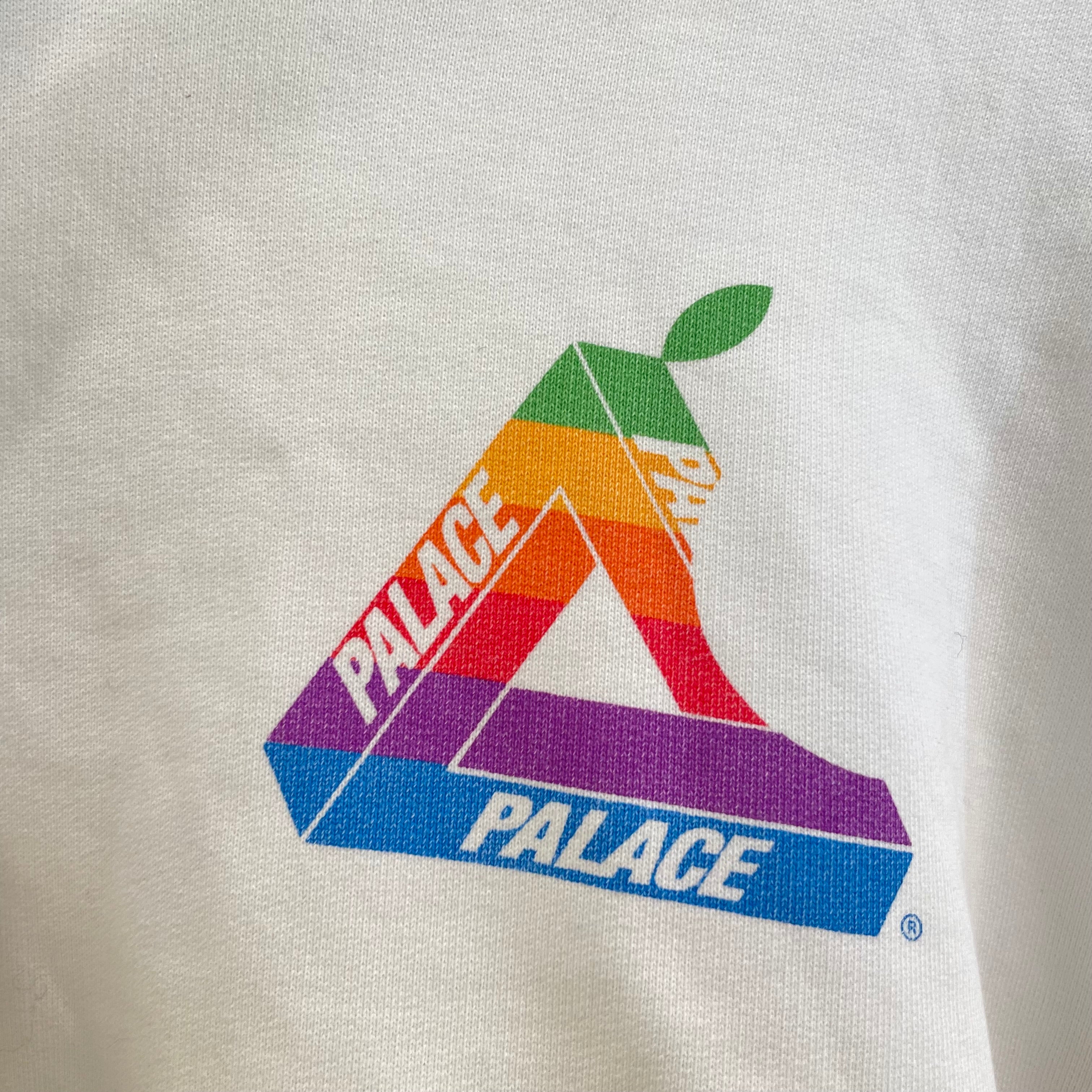 PALACE/Hoodie/L/All Over Print/Cotton/WHT/APPLE WITH BITE OUT ON BACK view 4