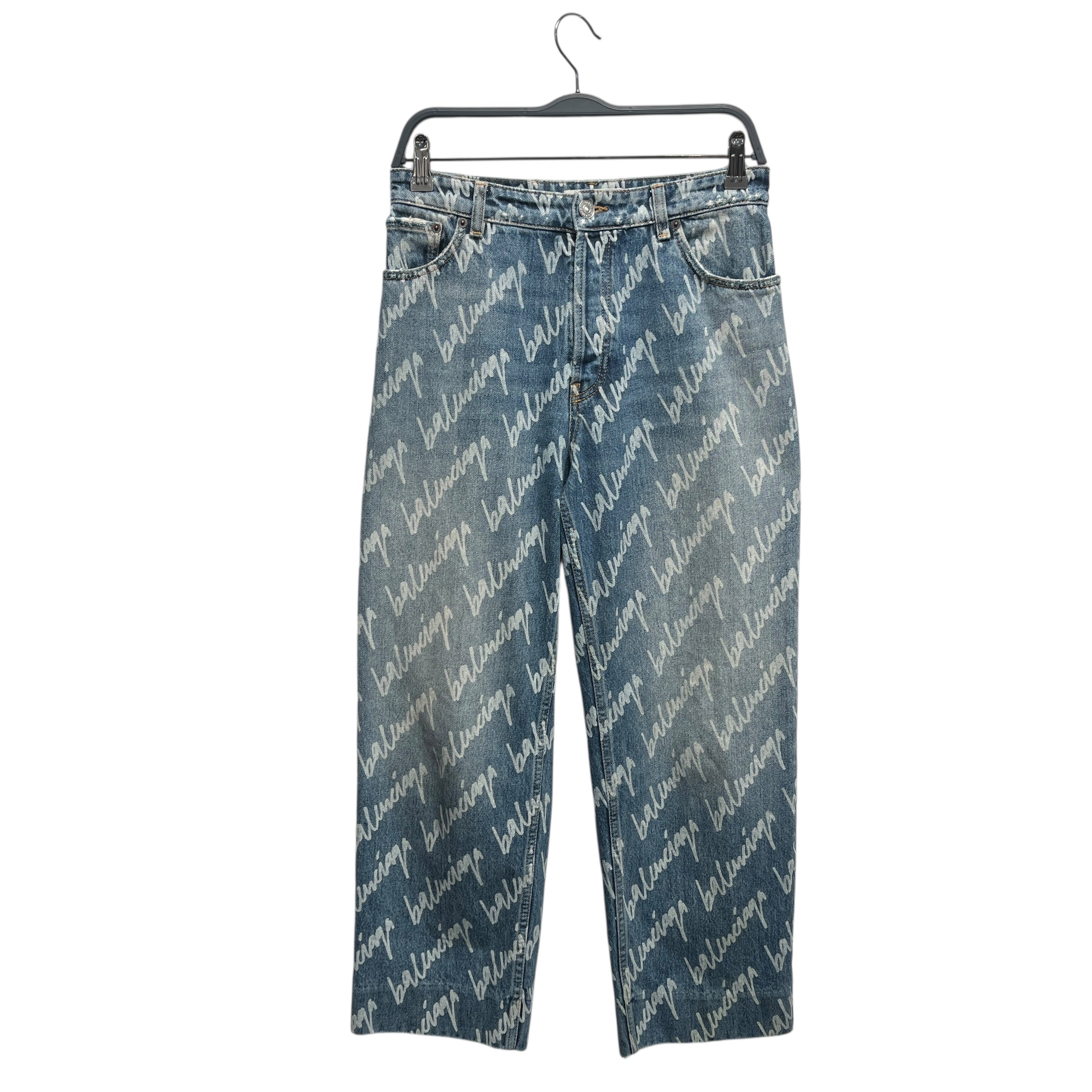 BALENCIAGA/Straight Pants/25/All Over Print/Denim/BLU/Monogram Print Denim view 1