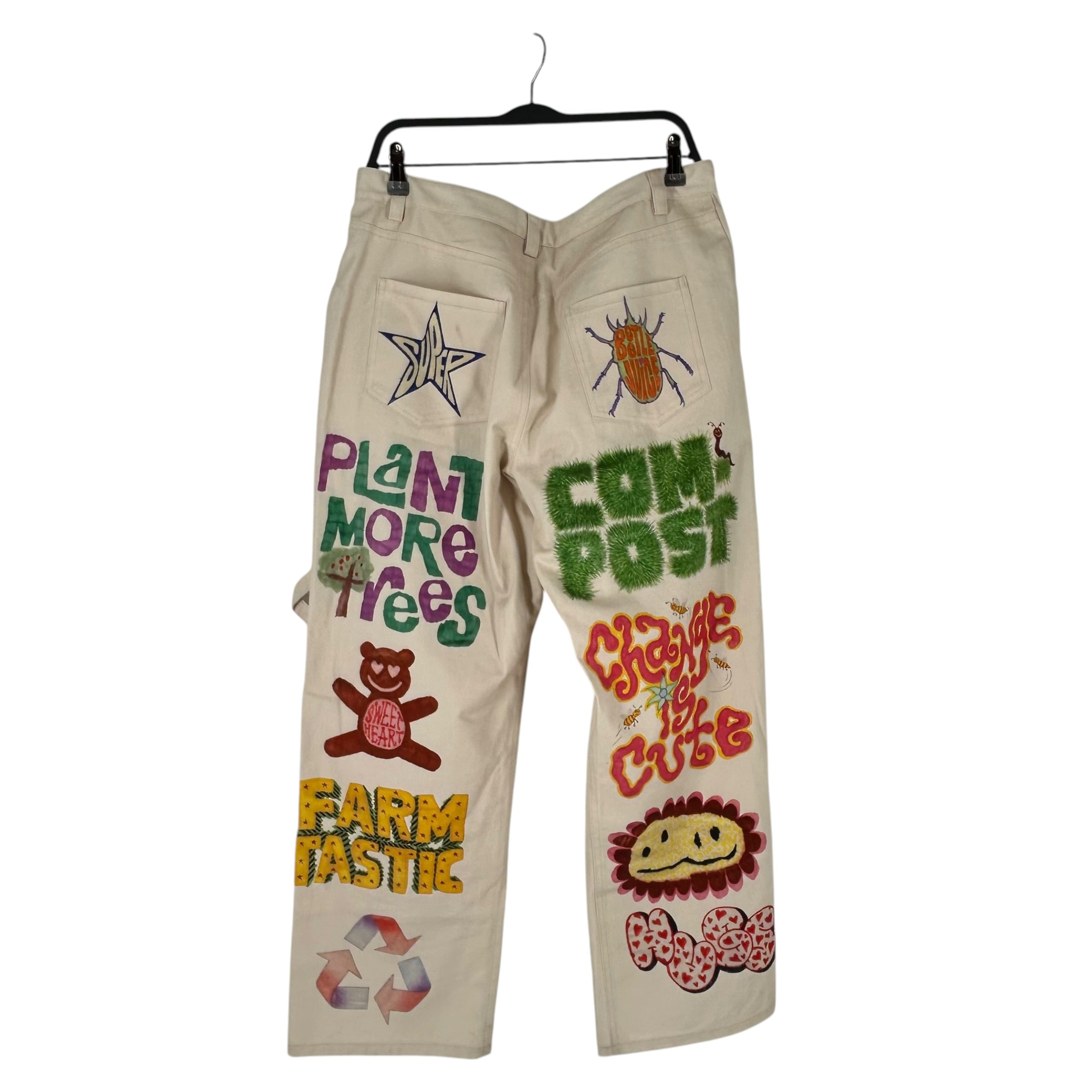 Collina Strada/Straight Pants/XL/Cotton/WHT/KNEE TIE DIE view 2