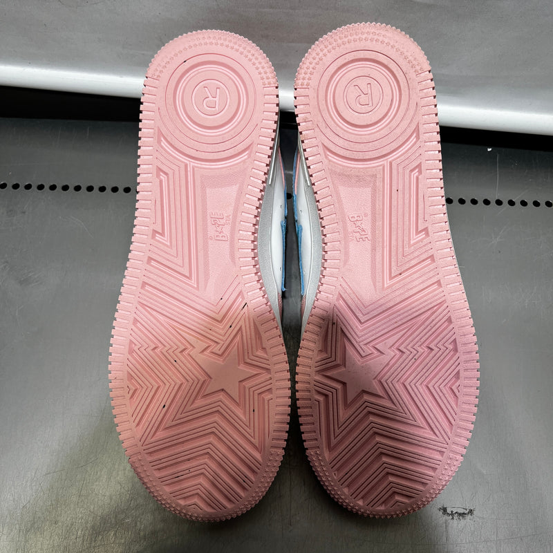 BAPE STA!/Low-Sneakers/US 9/Leather/PNK/PASTEL PINK/BLUE