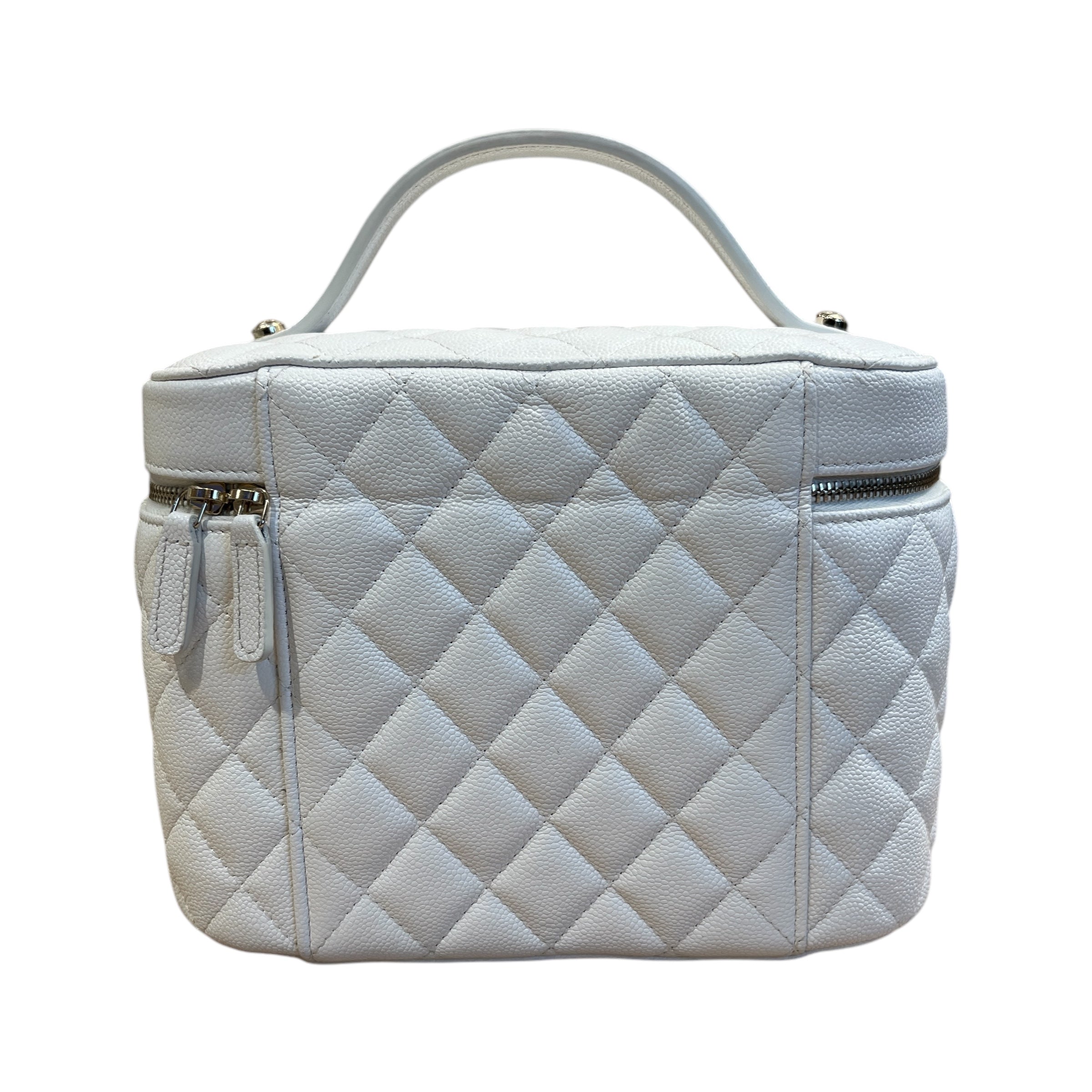 CHANEL/Hand Bag/M/Leather/WHT/CC DIAMOND QUILTED CAVIAR view 2