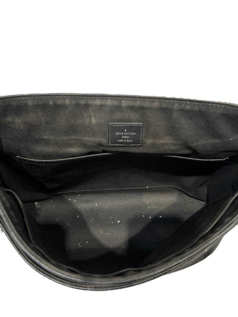LOUIS VUITTON/Cross Body Bag/Gingham Check/Leather/BLK/BLACK STRAP SILVER HARDWARE