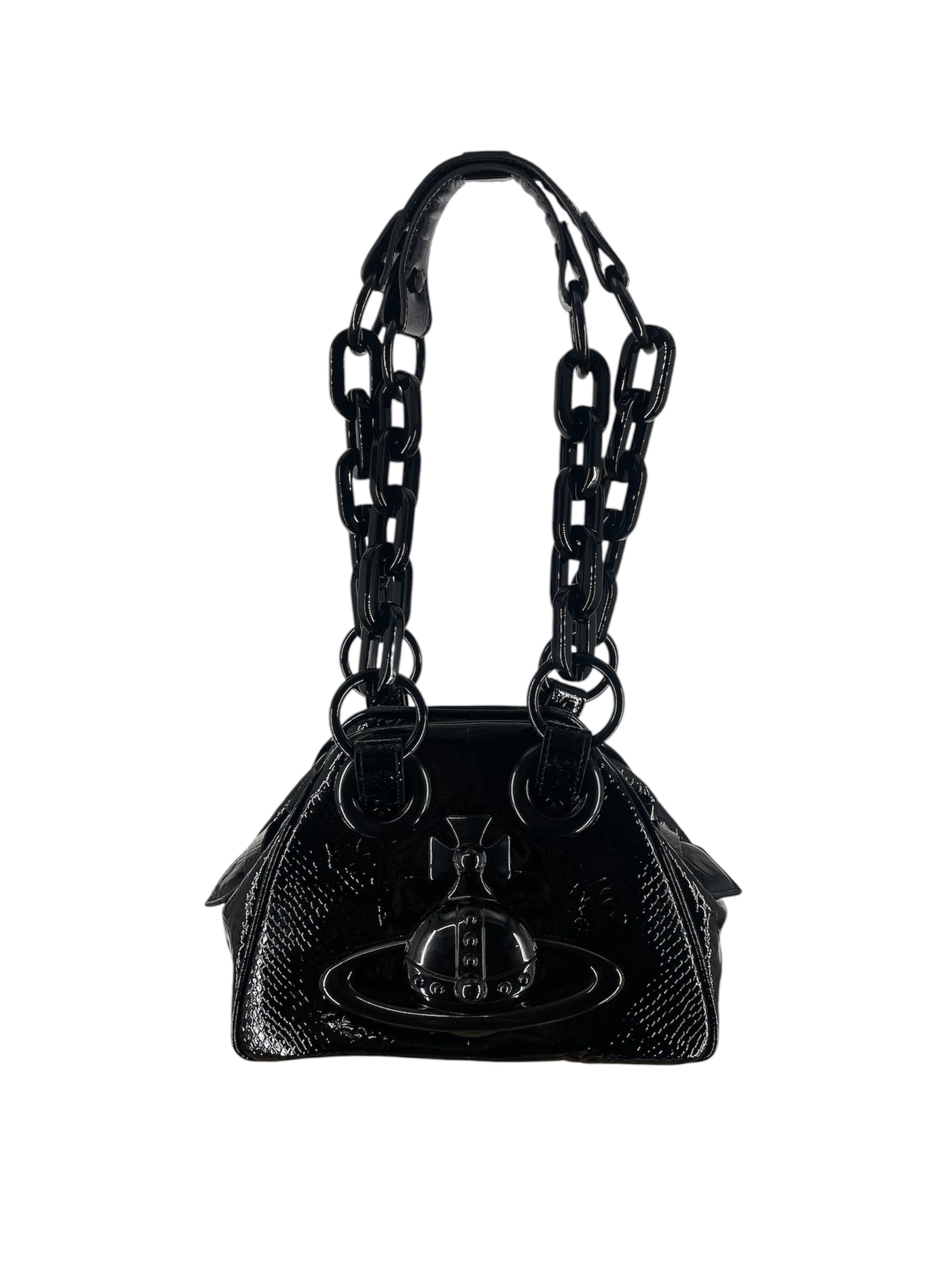 Vivienne Westwood/Hand Bag/Animal Pattern/Leather/BLK/CROCSKIN ARCHIVE CHAIN BAG view 1