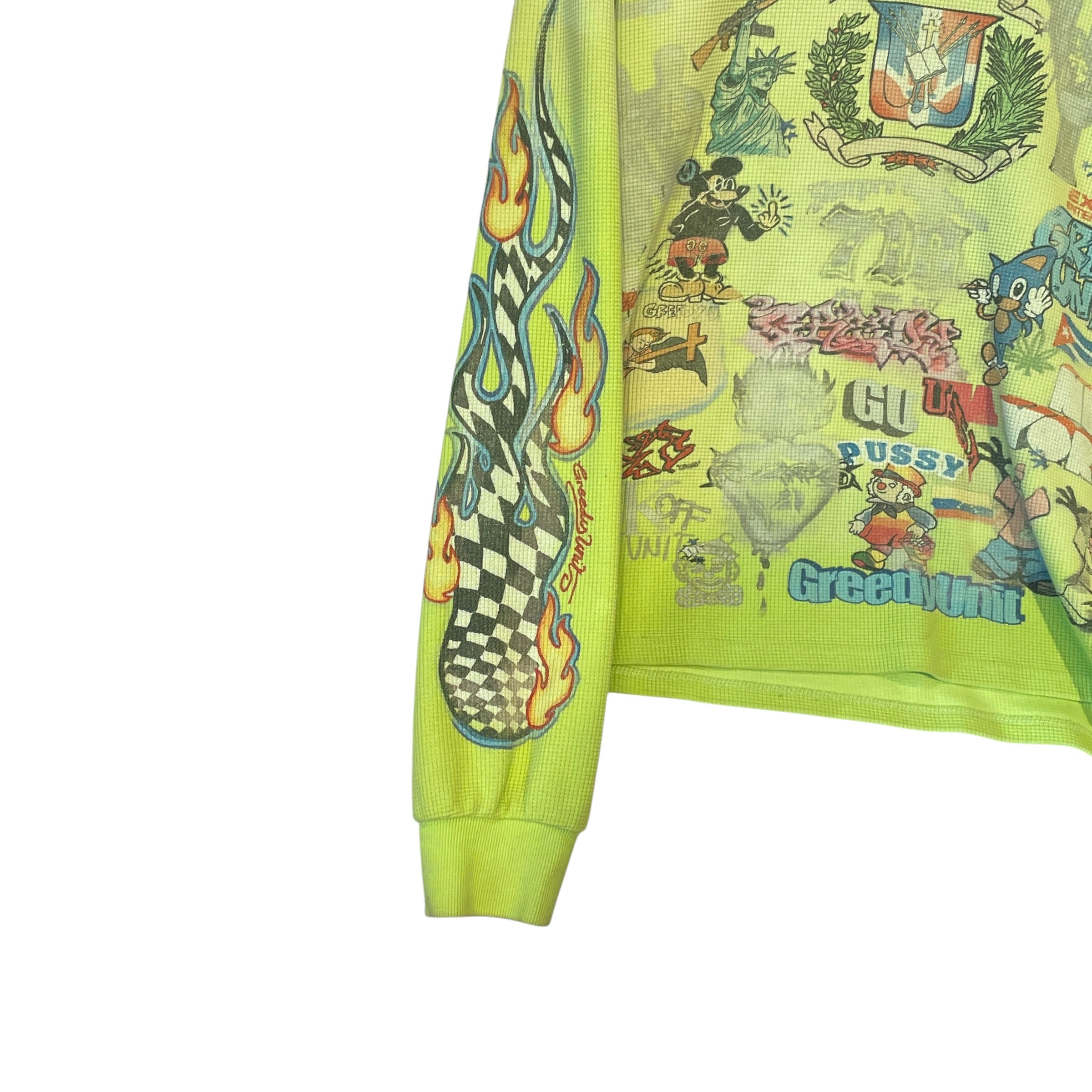 GREEDY UNIT/LS T-Shirt/M/Cotton/GRN/All Over Print/ view 3